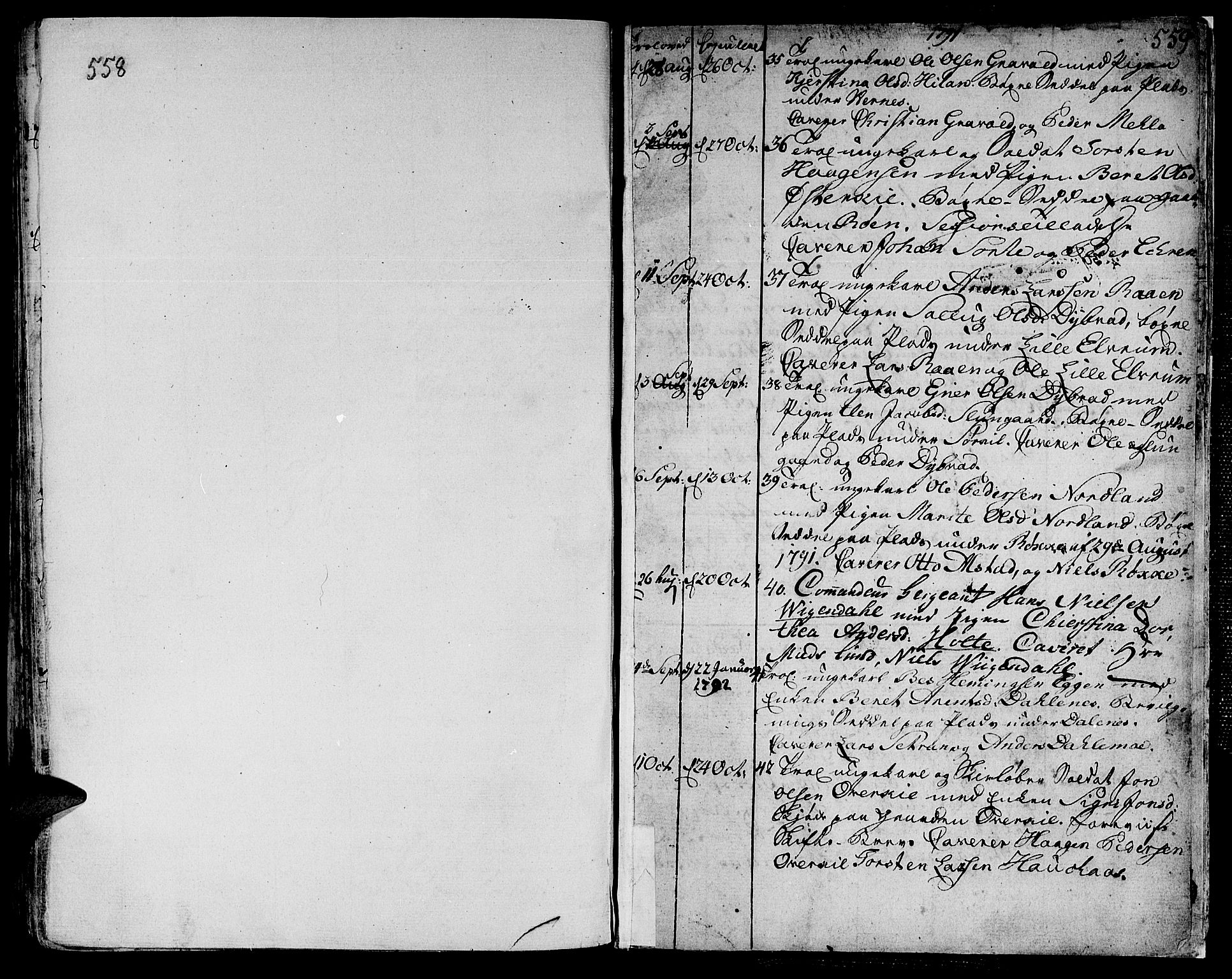 Ministerialprotokoller, klokkerbøker og fødselsregistre - Nord-Trøndelag, AV/SAT-A-1458/709/L0059: Parish register (official) no. 709A06, 1781-1797, p. 558-559