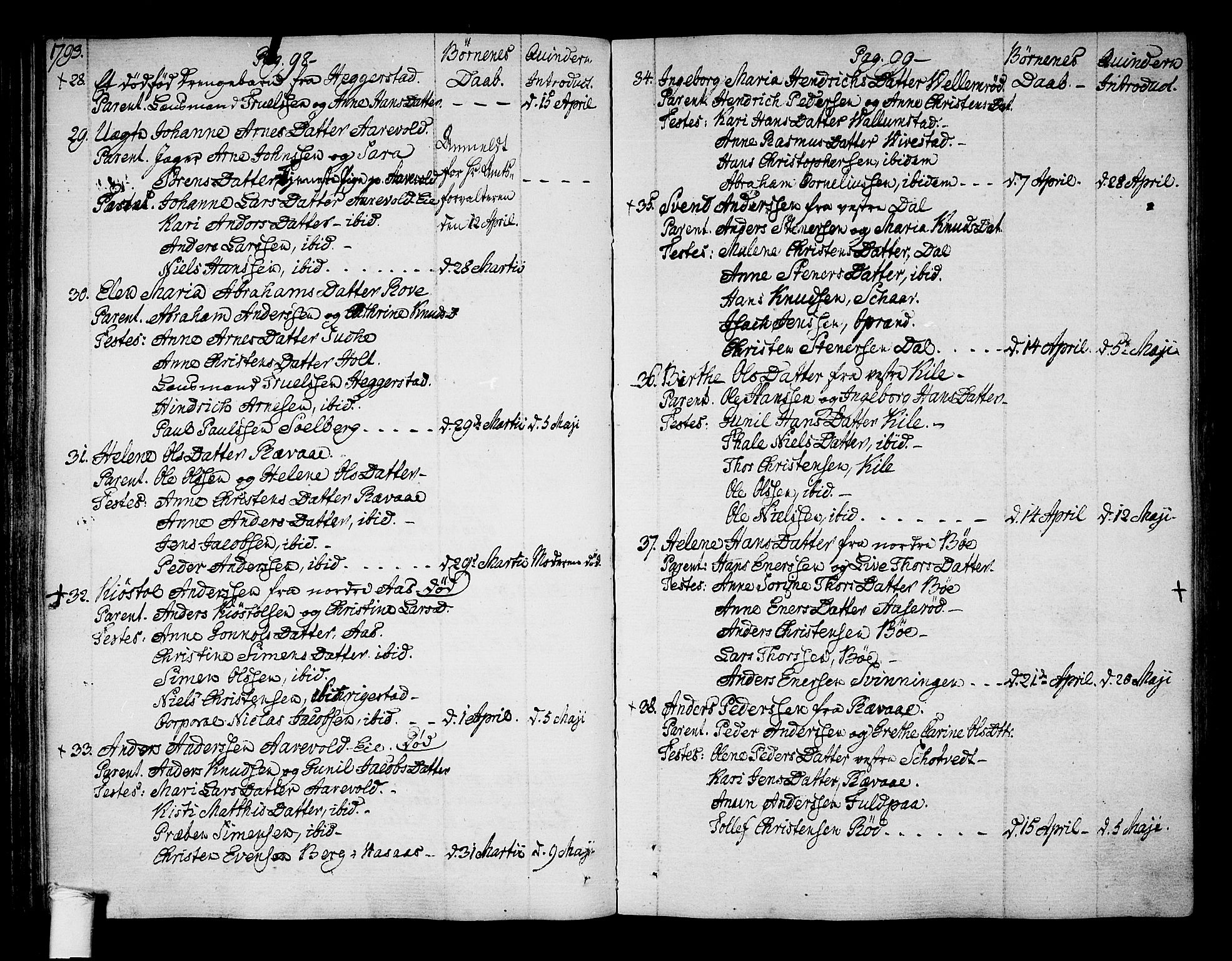 Ramnes kirkebøker, AV/SAKO-A-314/F/Fa/L0003: Parish register (official) no. I 3, 1790-1813, p. 98-99