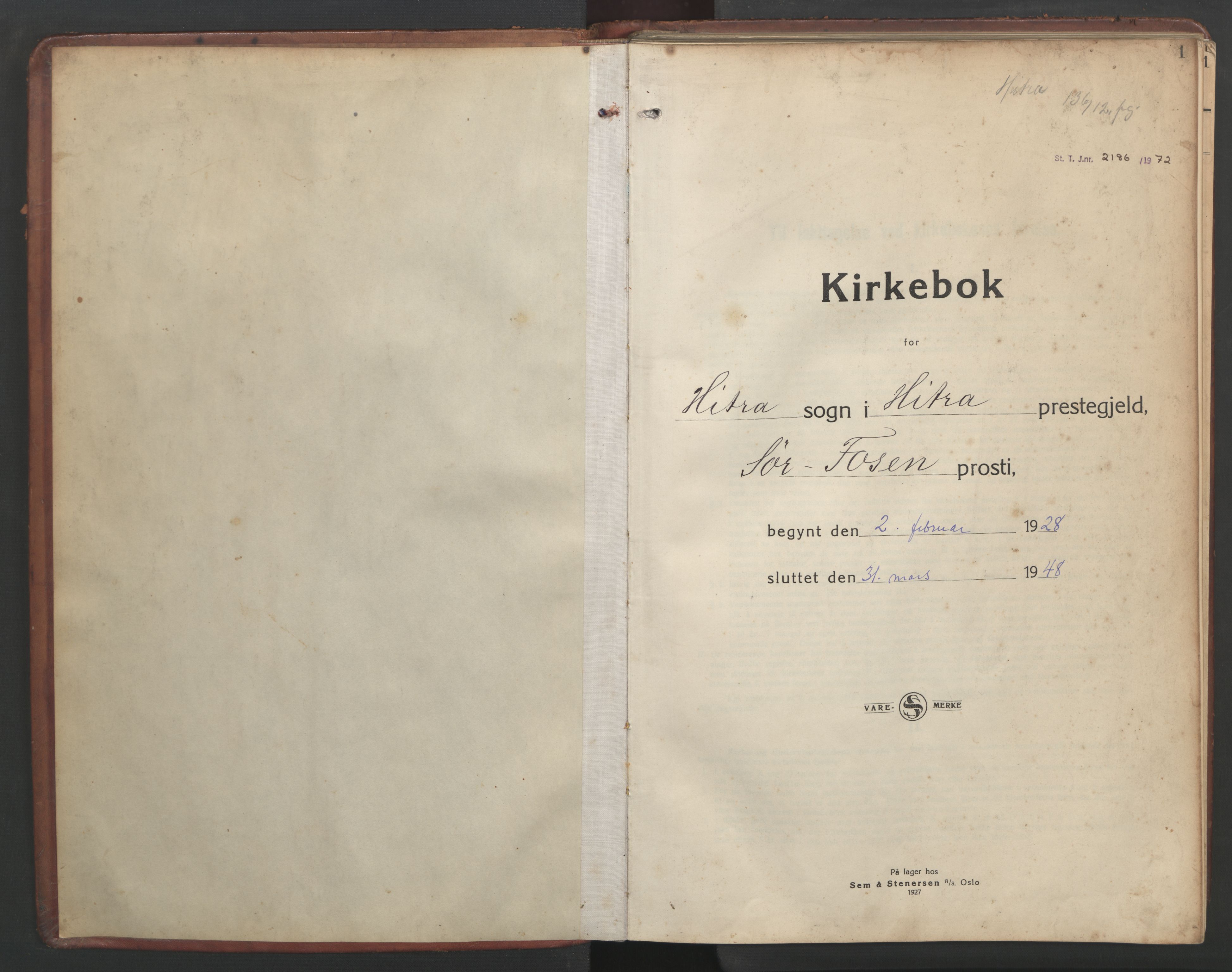 Ministerialprotokoller, klokkerbøker og fødselsregistre - Sør-Trøndelag, SAT/A-1456/634/L0544: Parish register (copy) no. 634C06, 1927-1948, p. 1