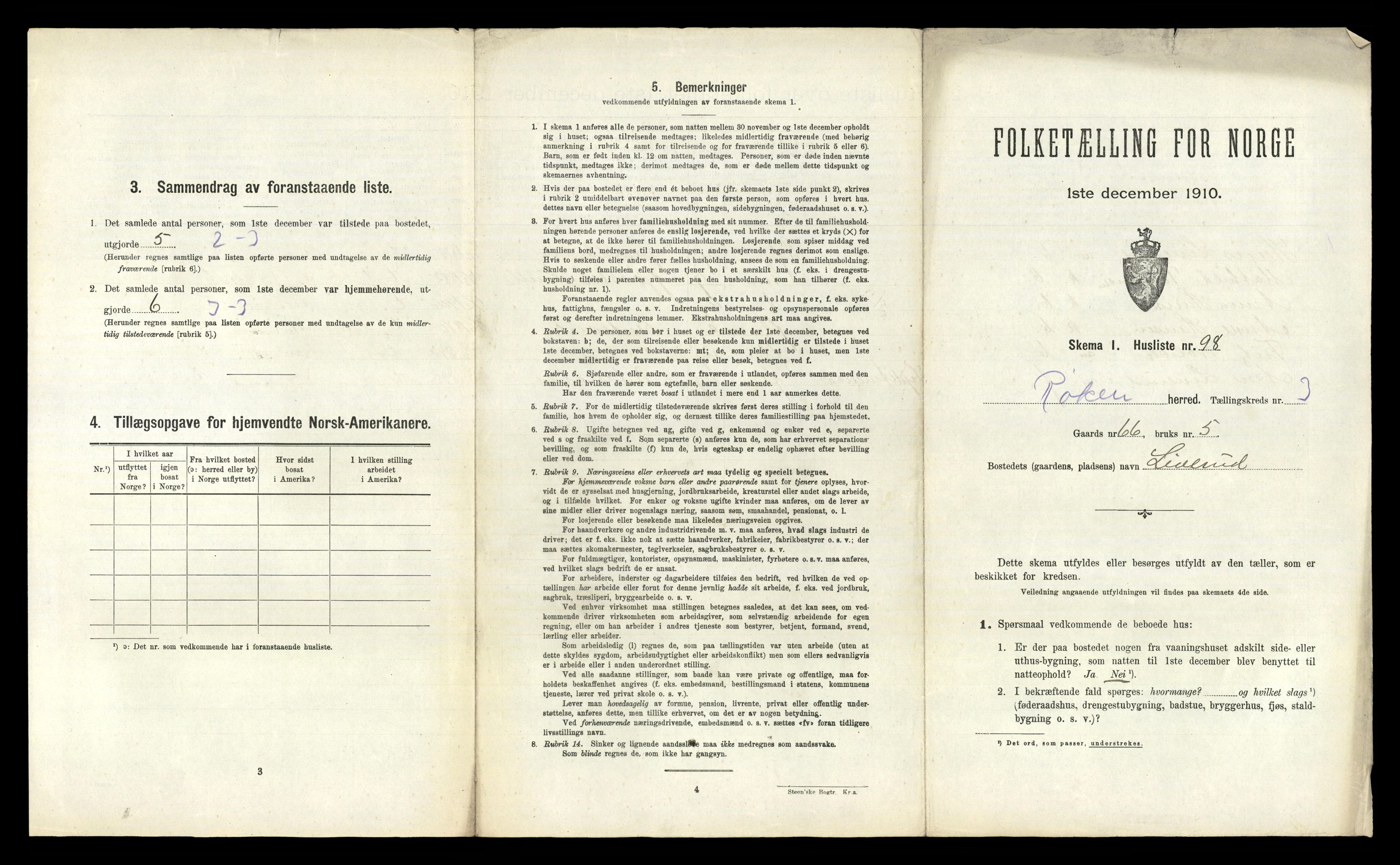 RA, 1910 census for Røyken, 1910, p. 555