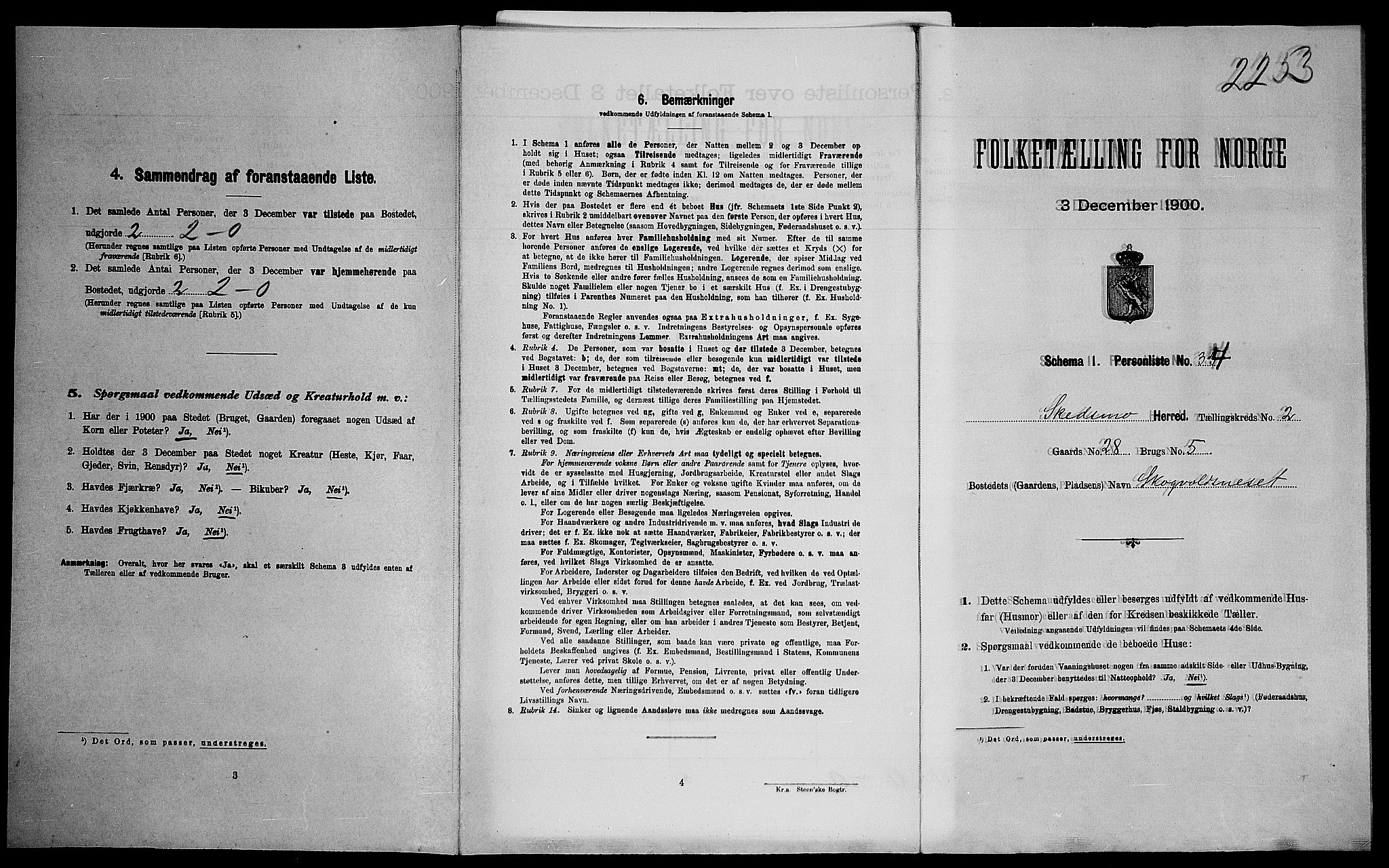 SAO, 1900 census for Skedsmo, 1900