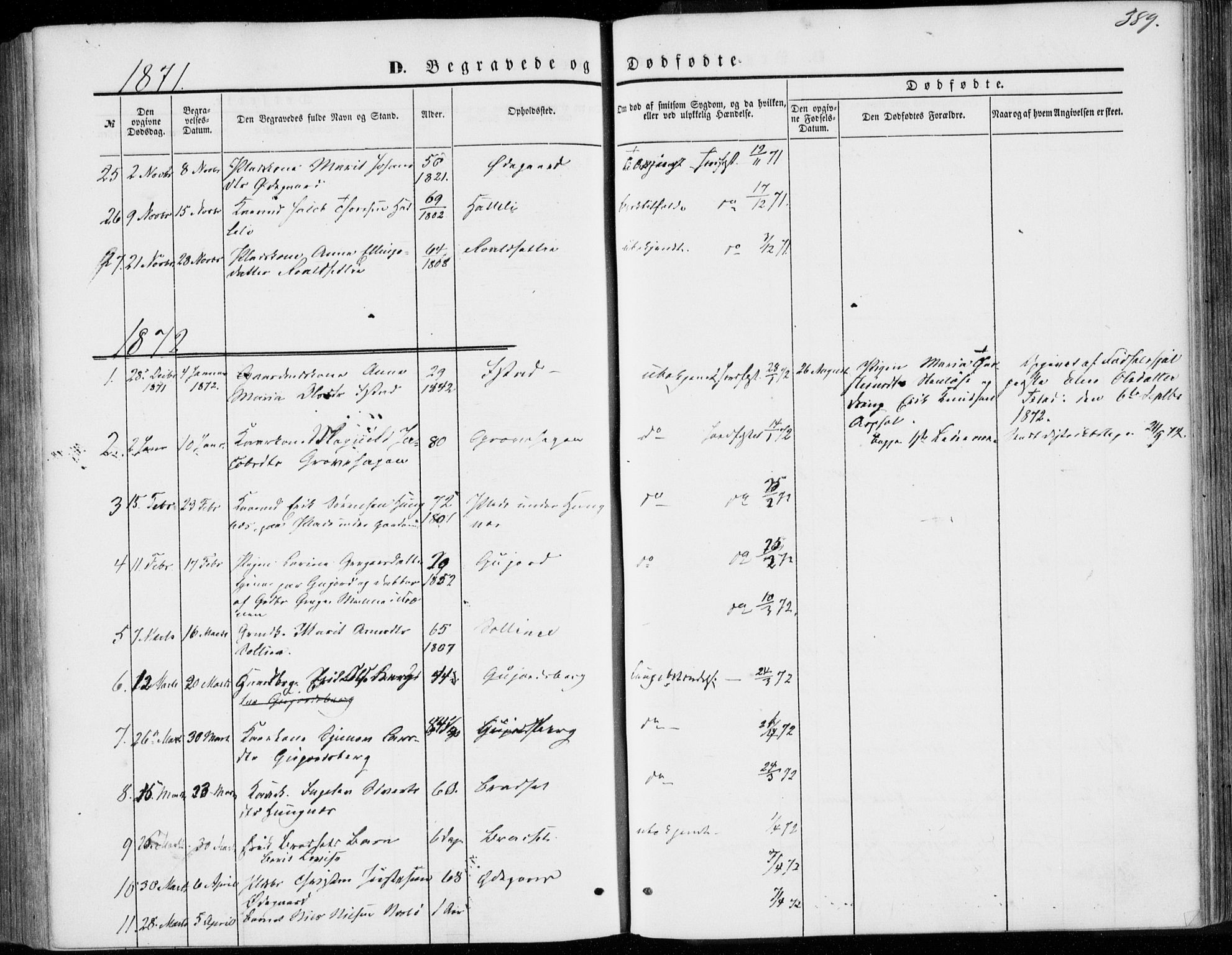Ministerialprotokoller, klokkerbøker og fødselsregistre - Møre og Romsdal, SAT/A-1454/557/L0681: Parish register (official) no. 557A03, 1869-1886, p. 389