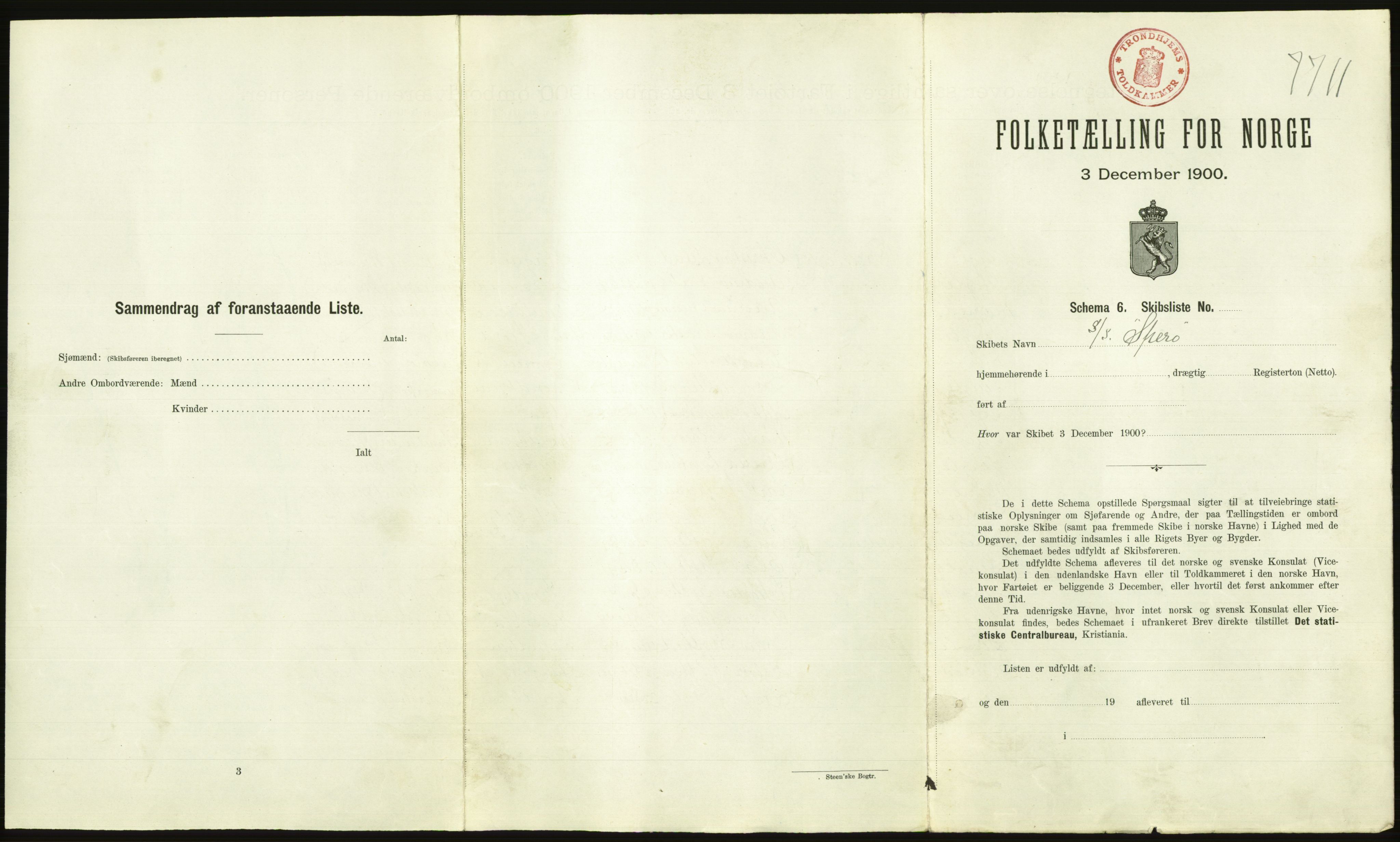 RA, 1900 Census - ship lists from ships in Norwegian harbours, harbours abroad and at sea, 1900, p. 2527