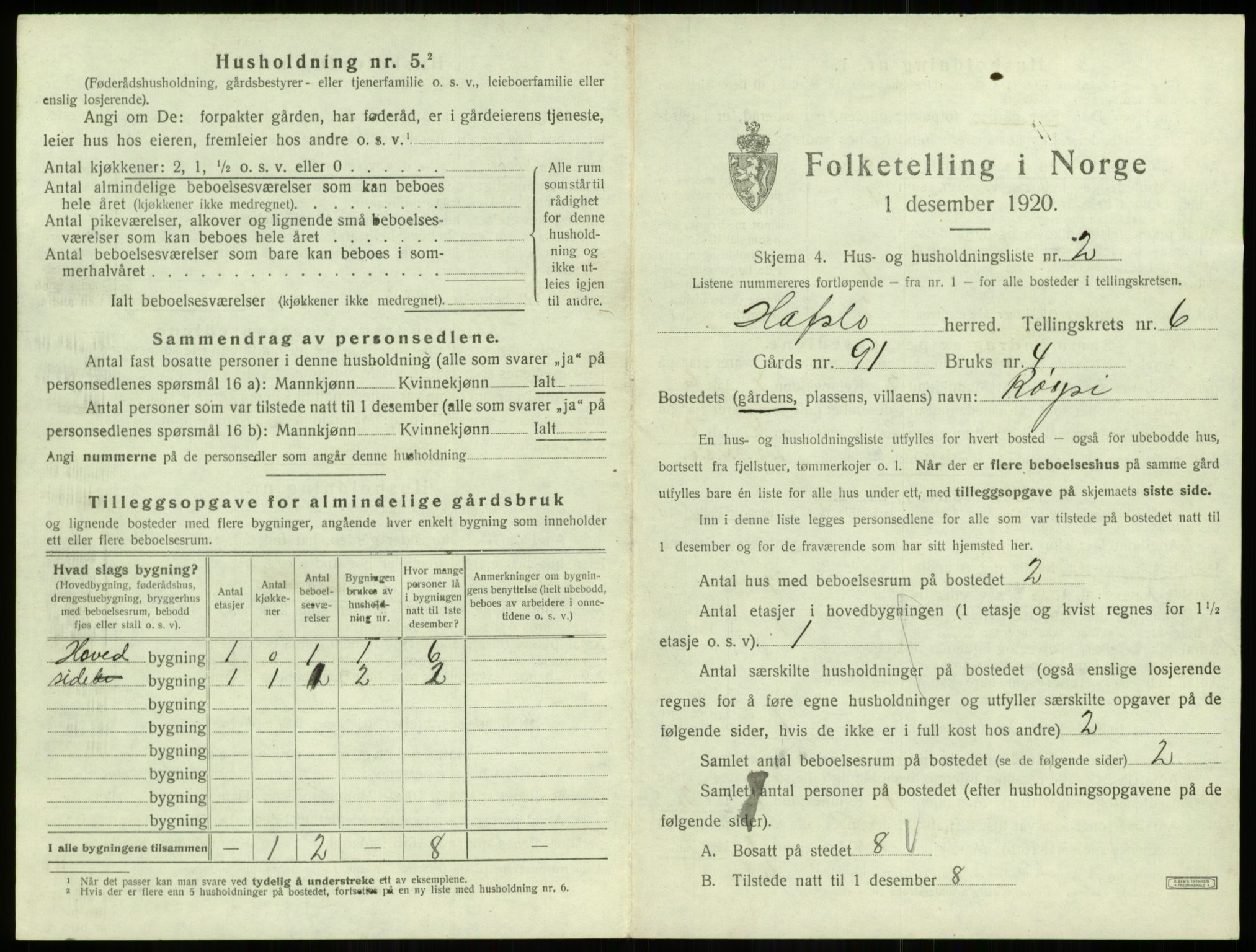 SAB, 1920 census for Hafslo, 1920, p. 679