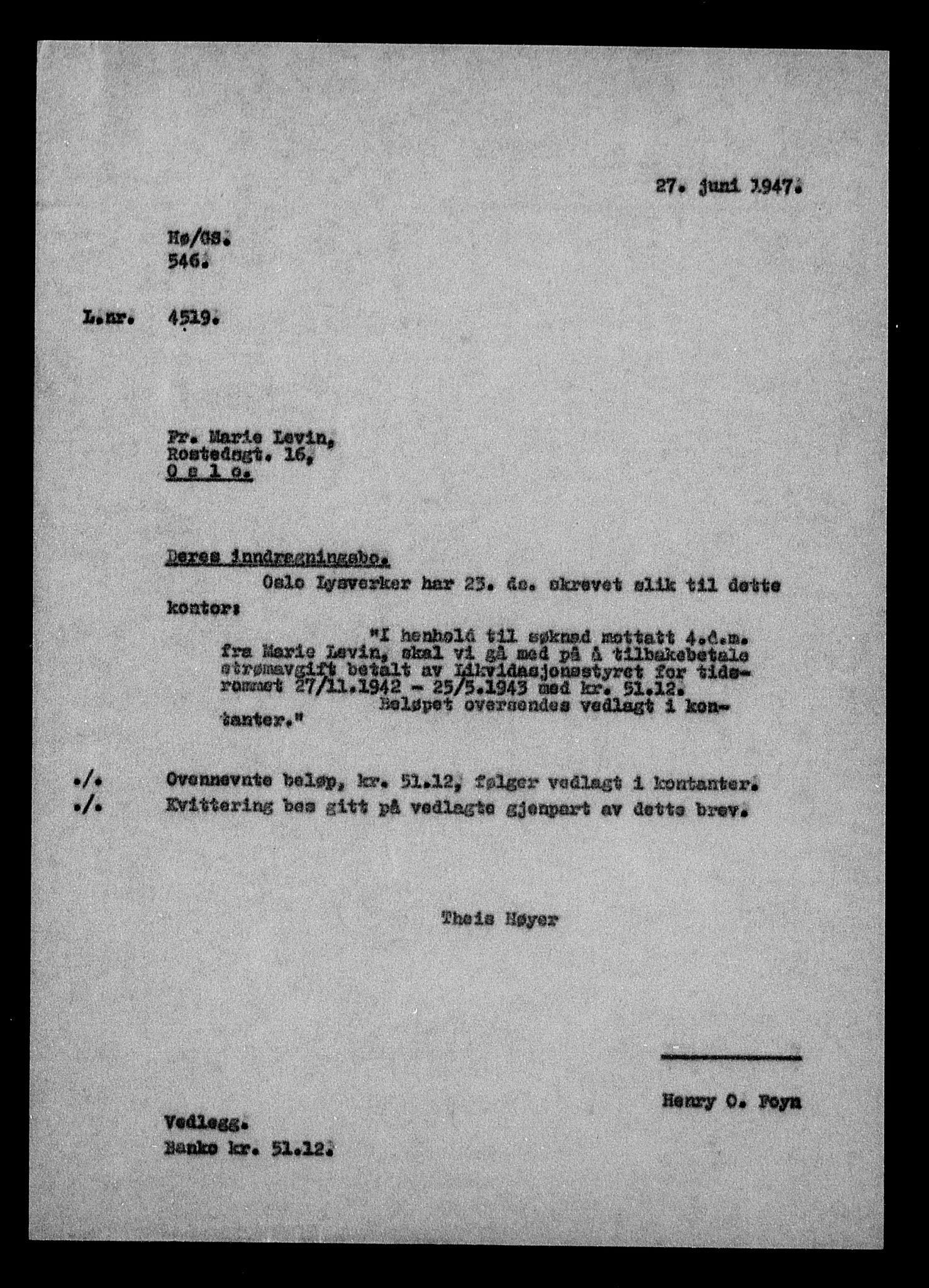 Justisdepartementet, Tilbakeføringskontoret for inndratte formuer, AV/RA-S-1564/H/Hc/Hcc/L0958: --, 1945-1947, p. 6