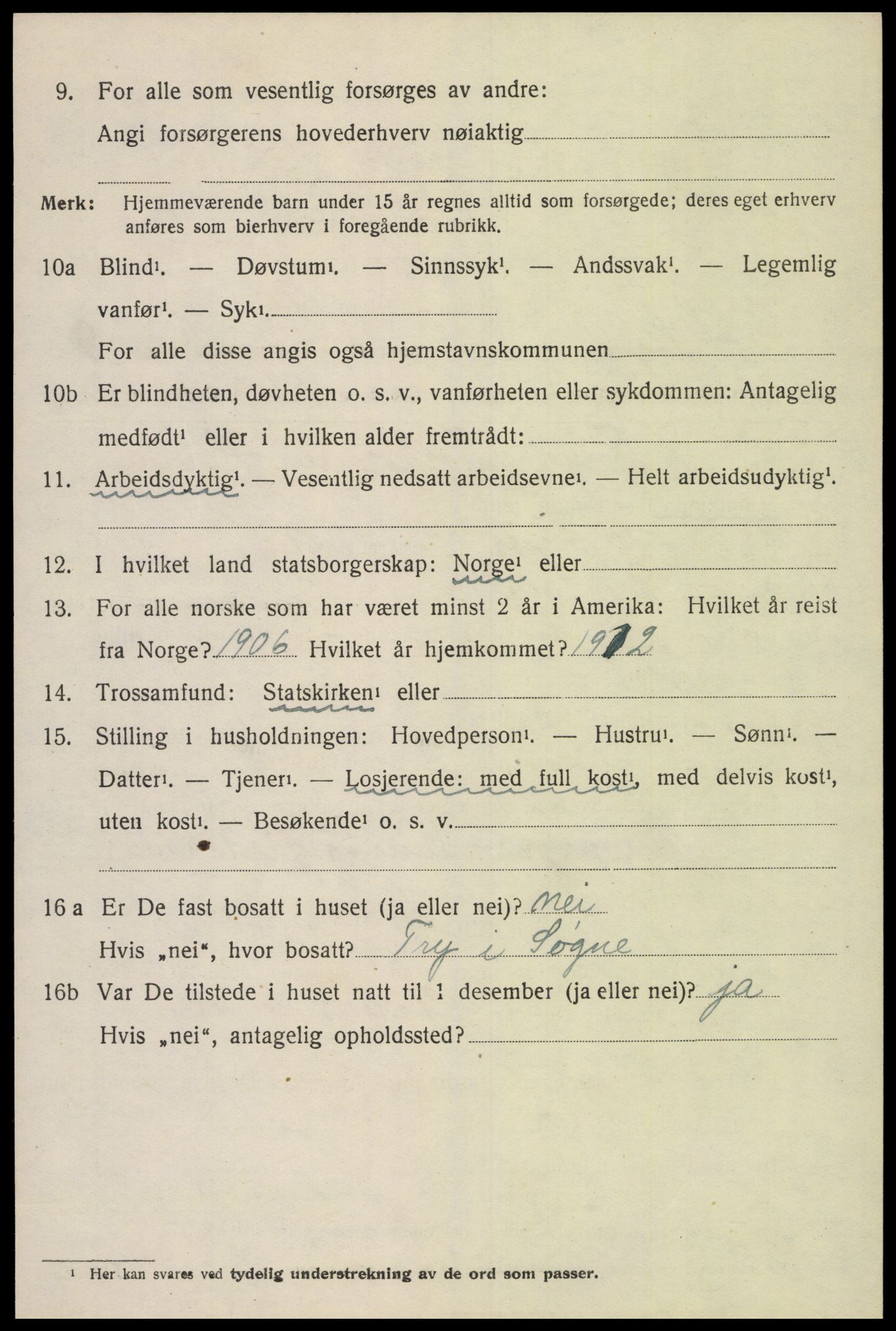 SAK, 1920 census for Søgne, 1920, p. 5318