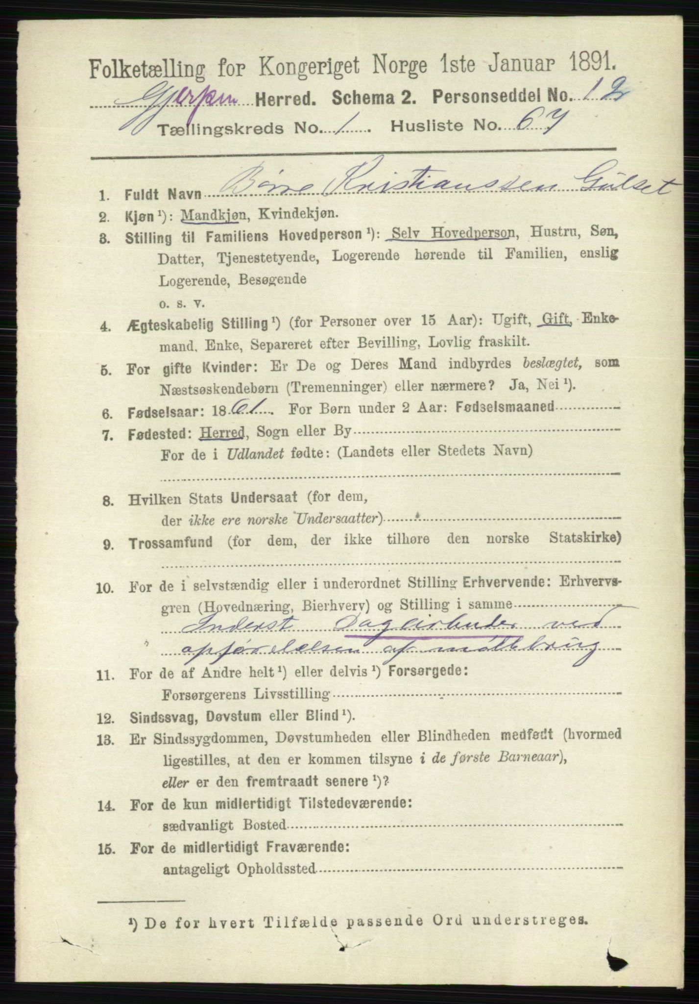 RA, 1891 census for 0812 Gjerpen, 1891, p. 641