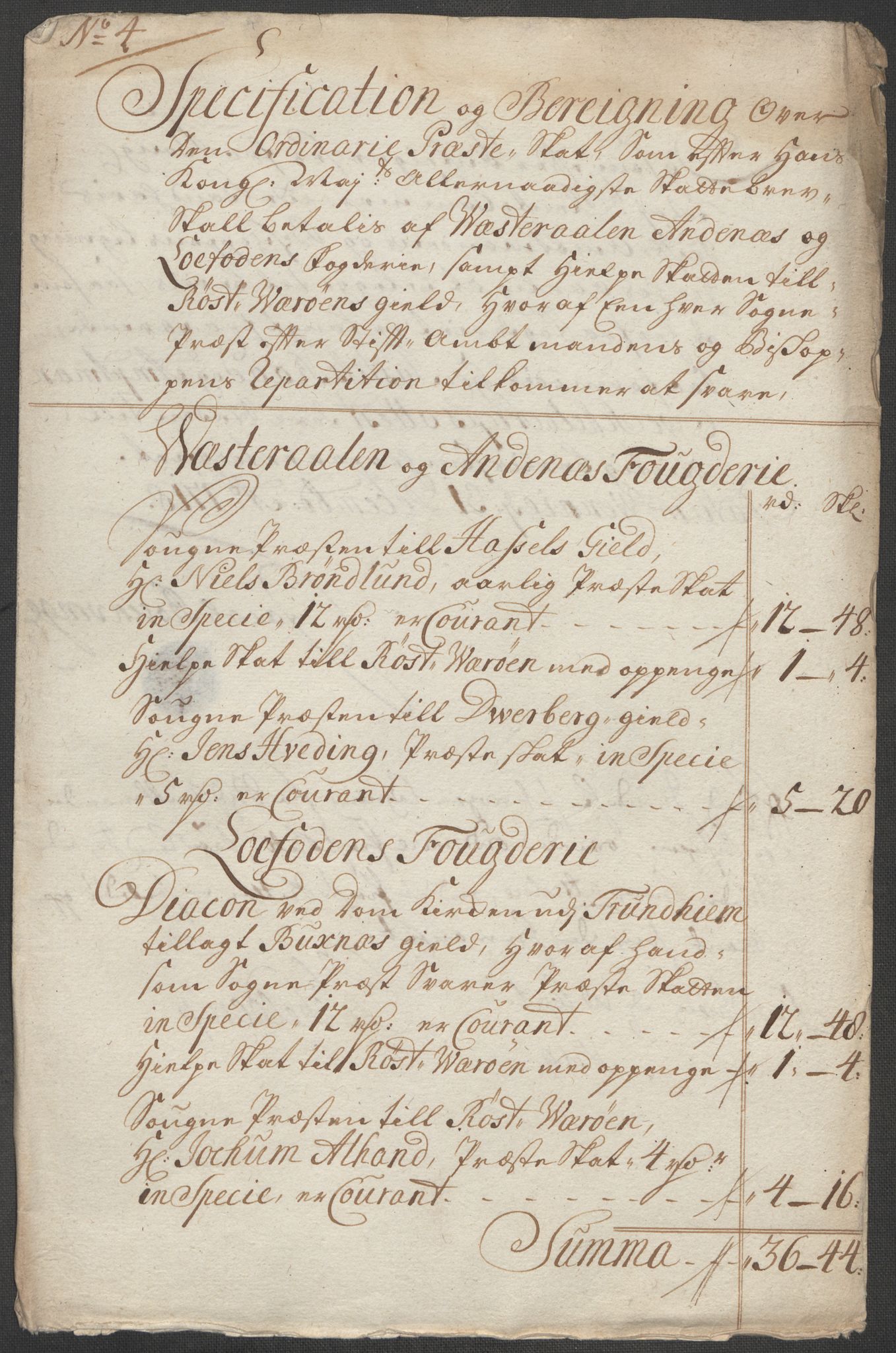 Rentekammeret inntil 1814, Reviderte regnskaper, Fogderegnskap, RA/EA-4092/R67/L4684: Fogderegnskap Vesterålen, Andenes og Lofoten, 1718, p. 118