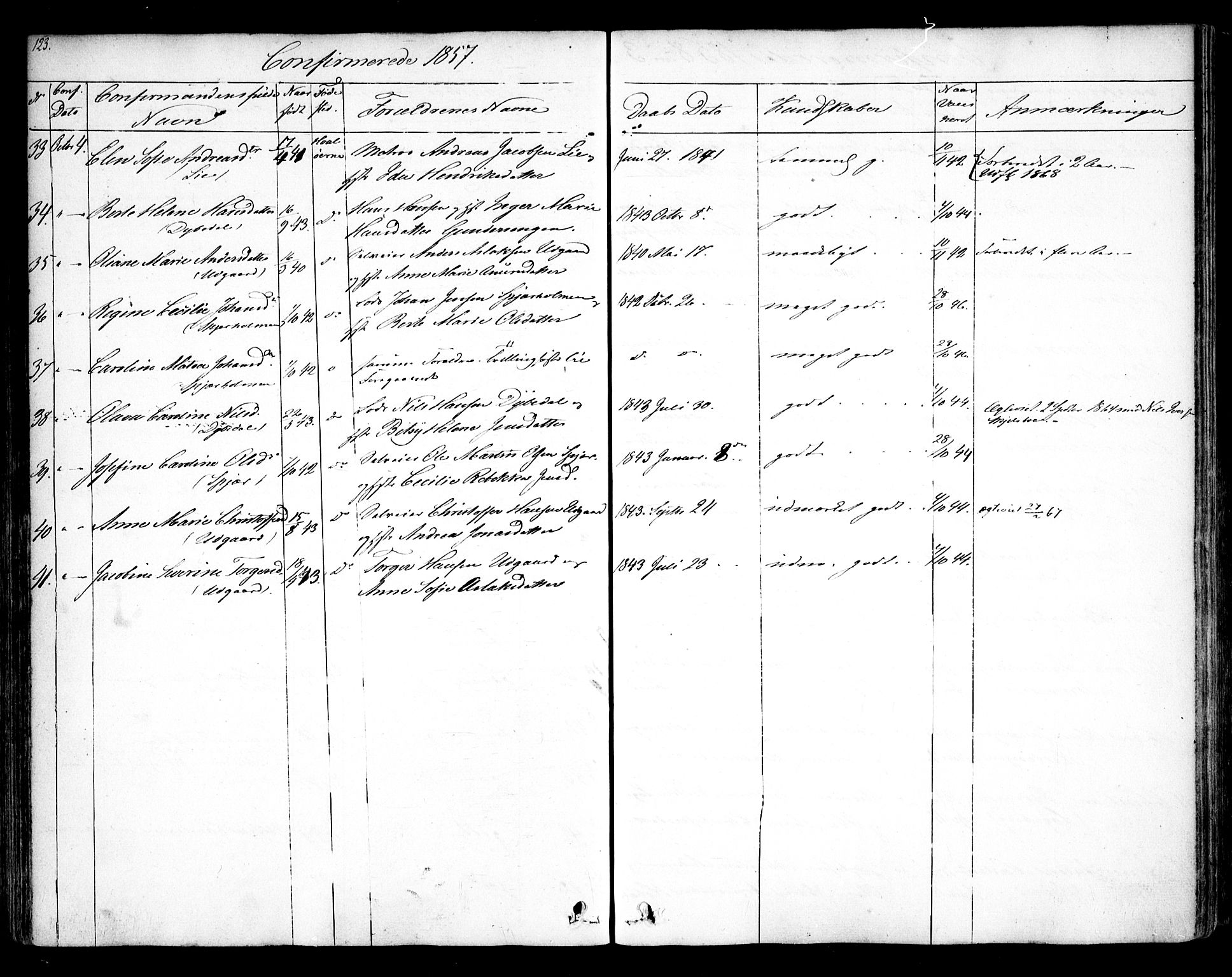 Hvaler prestekontor Kirkebøker, AV/SAO-A-2001/F/Fa/L0006: Parish register (official) no. I 6, 1846-1863, p. 123