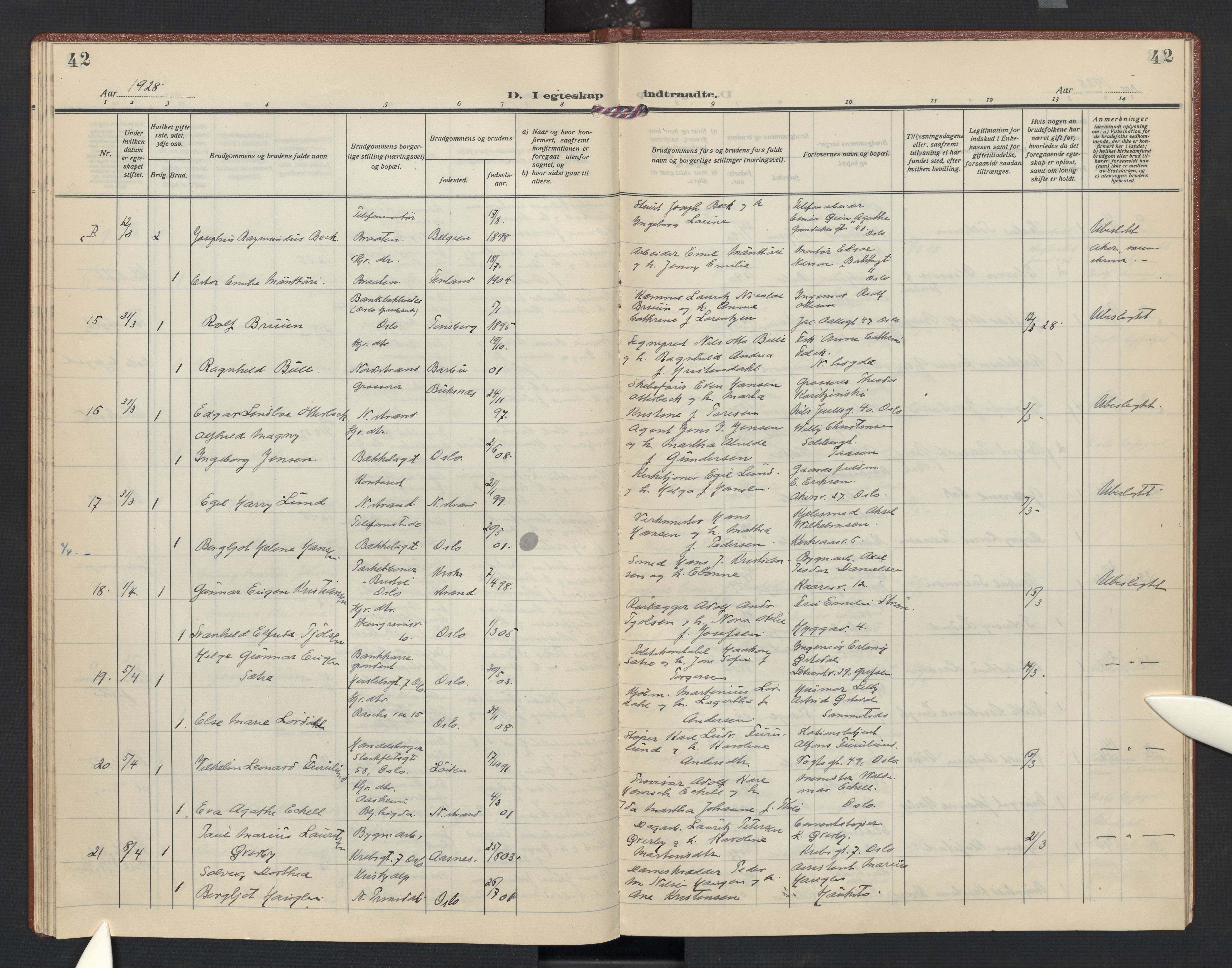 Nordstrand prestekontor Kirkebøker, AV/SAO-A-10362a/F/Fa/L0004: Parish register (official) no. 4, 1924-1930, p. 42