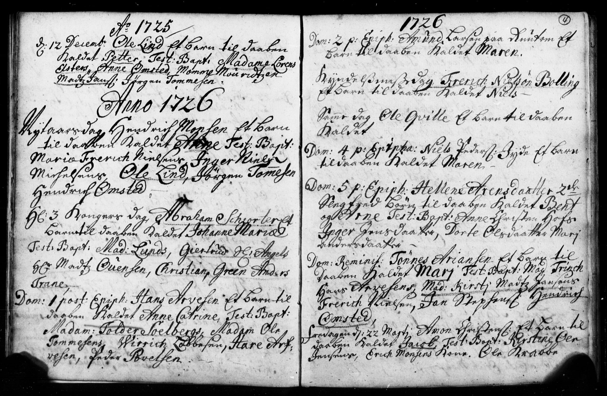 Strømsø kirkebøker, AV/SAKO-A-246/F/Fb/L0001: Parish register (official) no. II 1, 1725-1737, p. 4