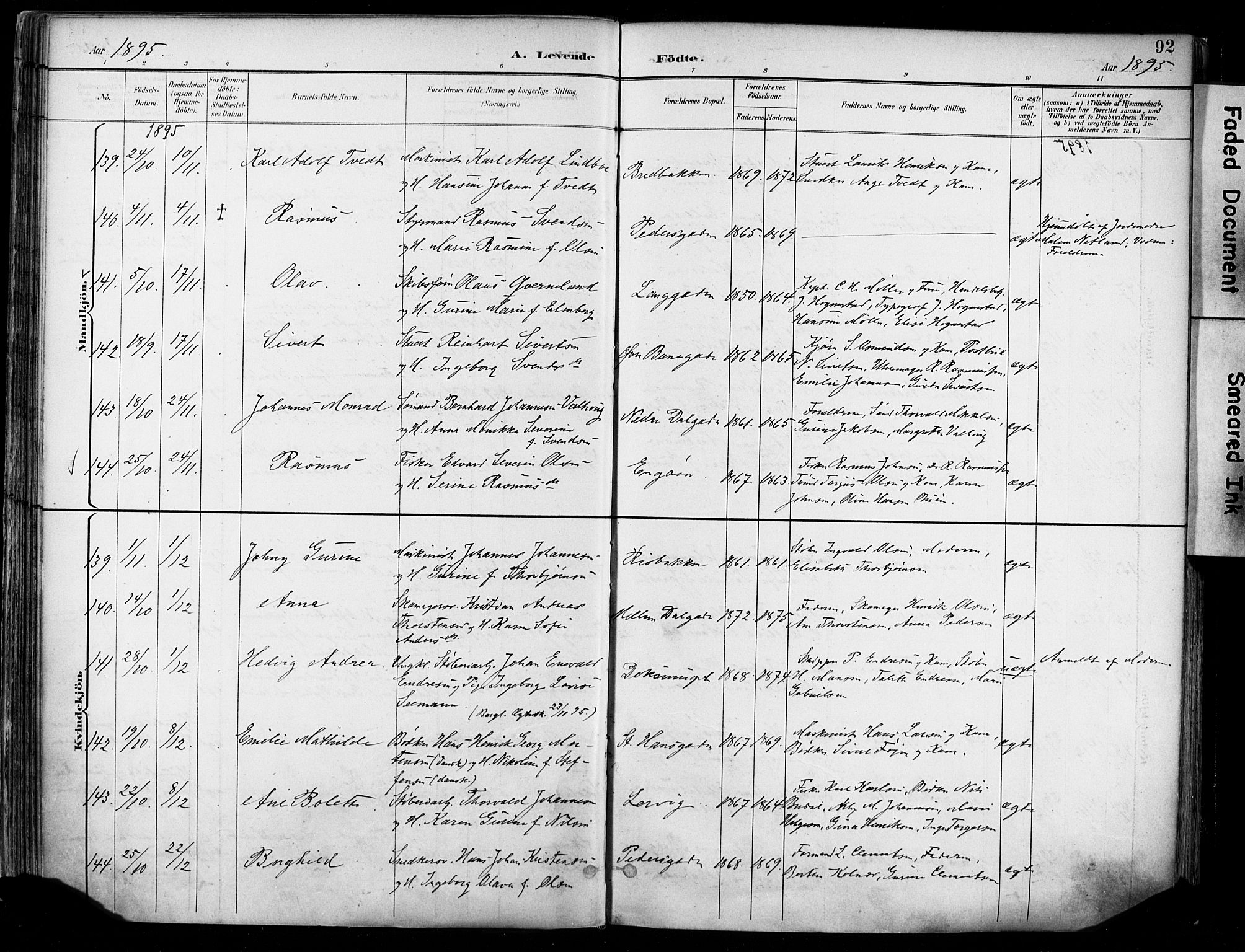 St. Johannes sokneprestkontor, AV/SAST-A-101814/001/30/30BA/L0004: Parish register (official) no. A 4, 1891-1899, p. 92