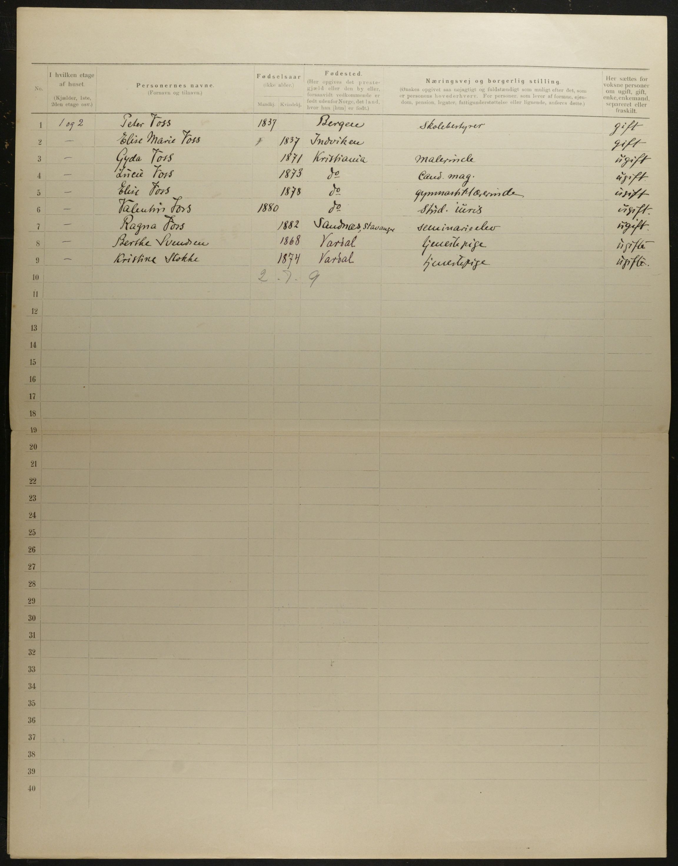 OBA, Municipal Census 1901 for Kristiania, 1901, p. 5272