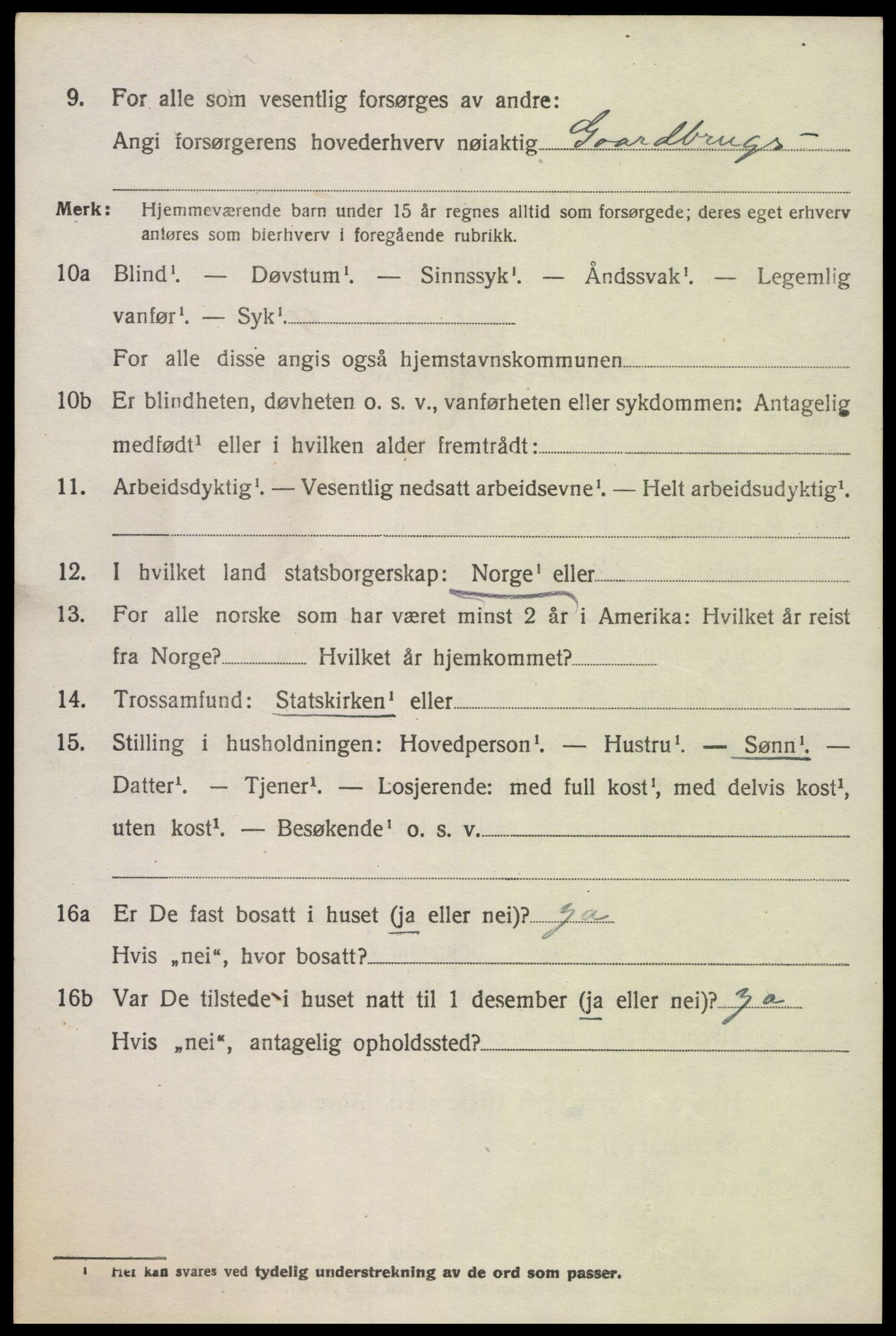 SAK, 1920 census for Oddernes, 1920, p. 4398