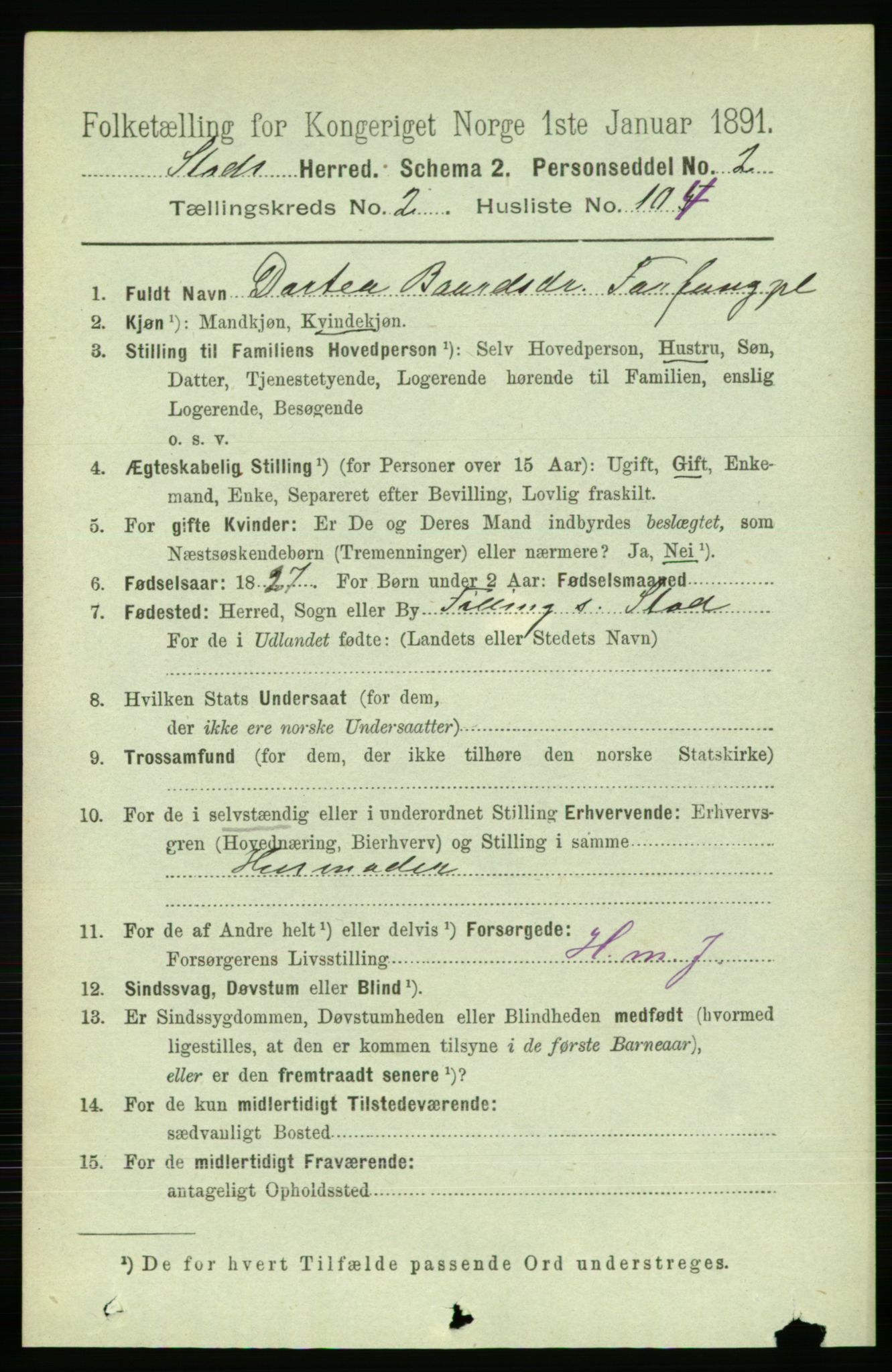 RA, 1891 census for 1734 Stod, 1891, p. 1254