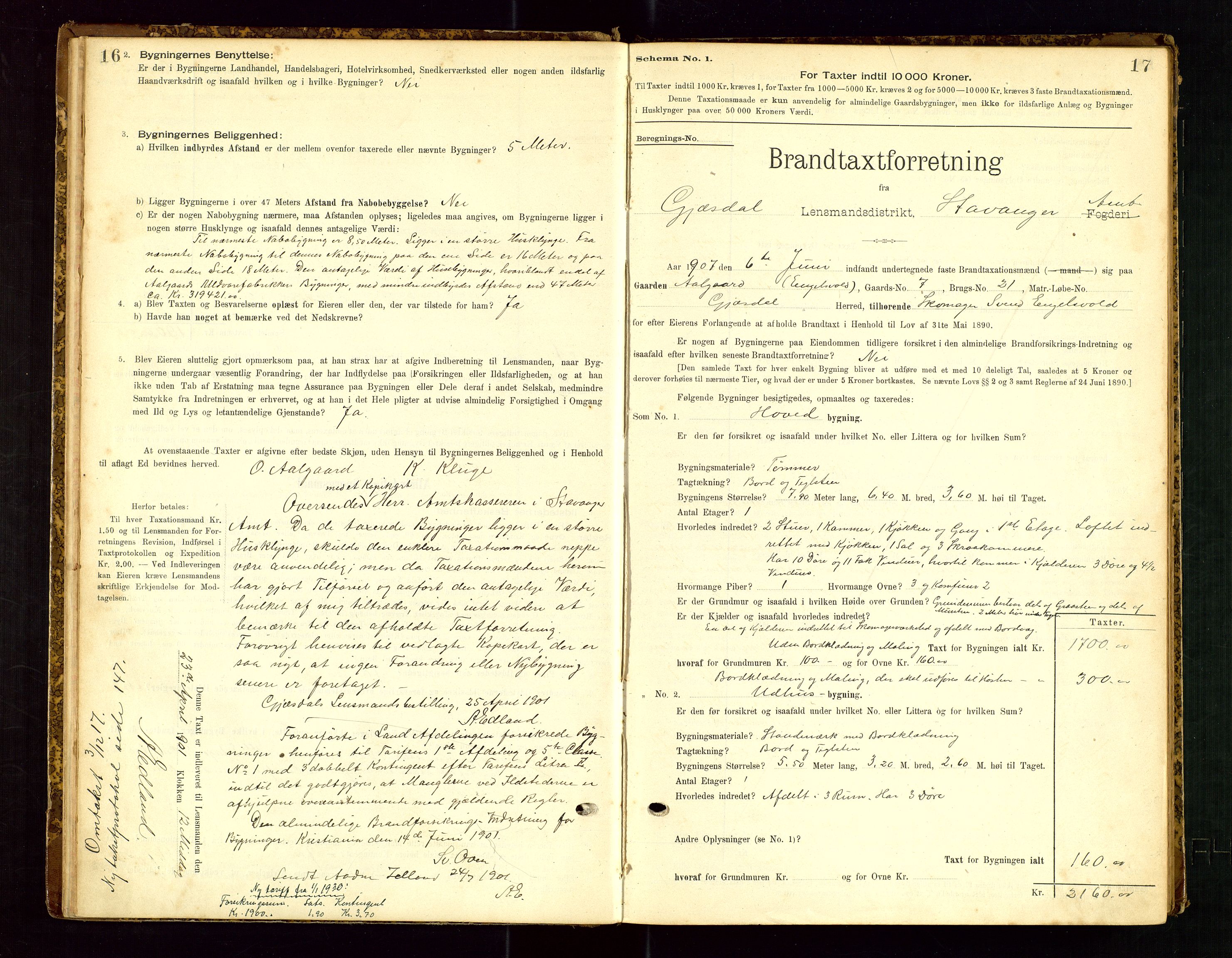 Gjesdal lensmannskontor, SAST/A-100441/Go/L0007: Branntakstskjemaprotokoll, 1894-1937, p. 16-17