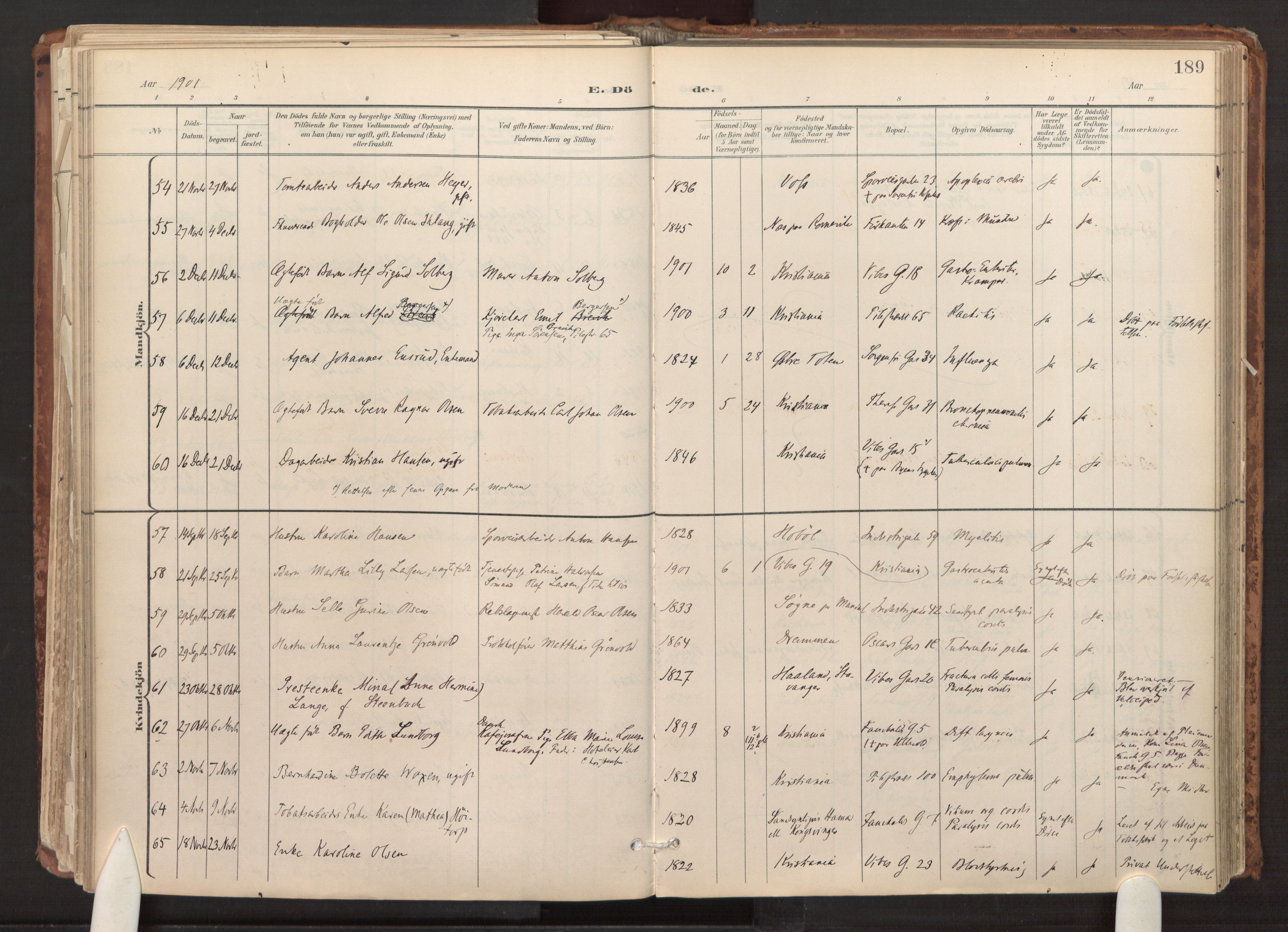 Fagerborg prestekontor Kirkebøker, AV/SAO-A-10844/F/Fa/L0003: Parish register (official) no. 3, 1898-1916, p. 189