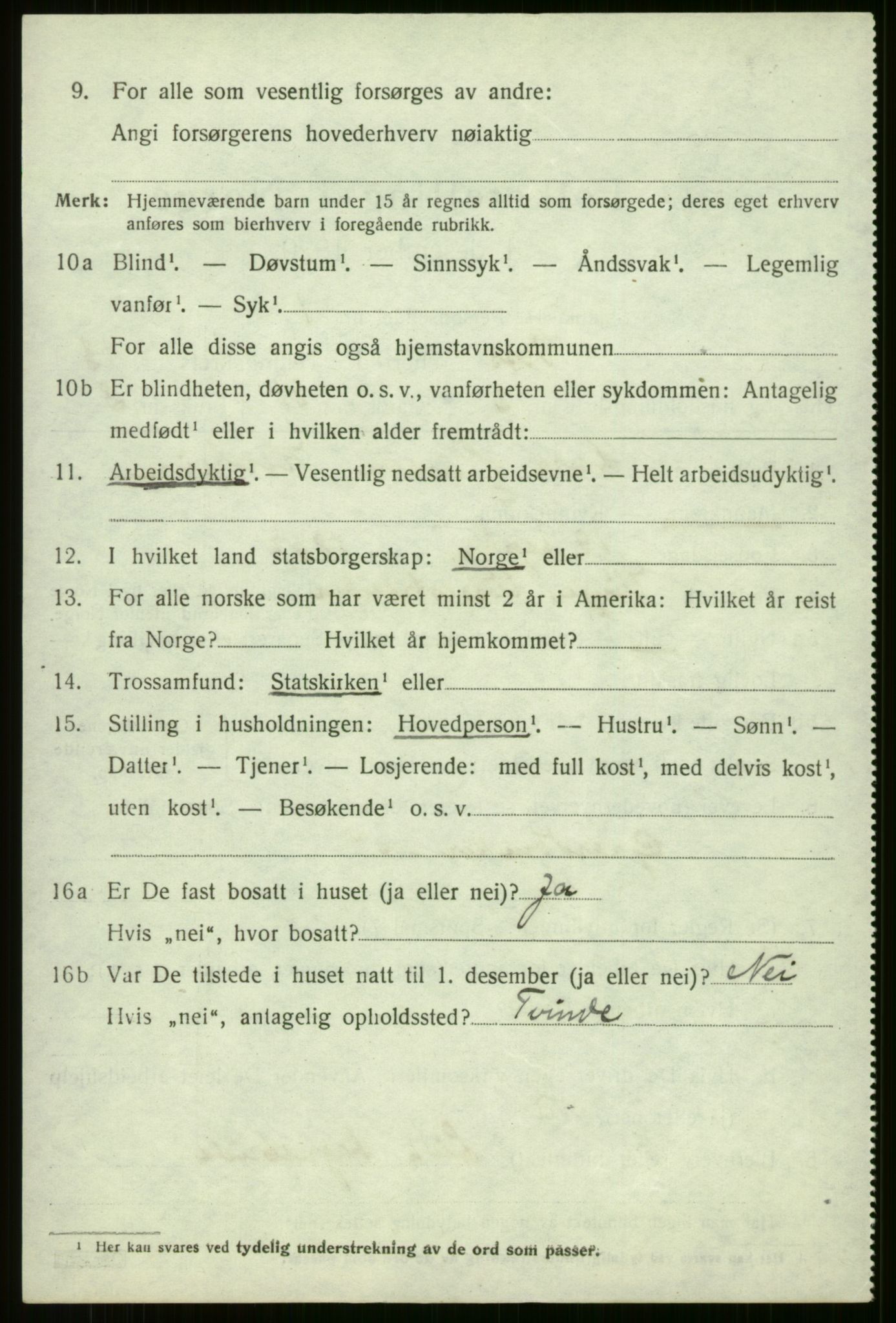 SAB, 1920 census for Voss, 1920, p. 11156