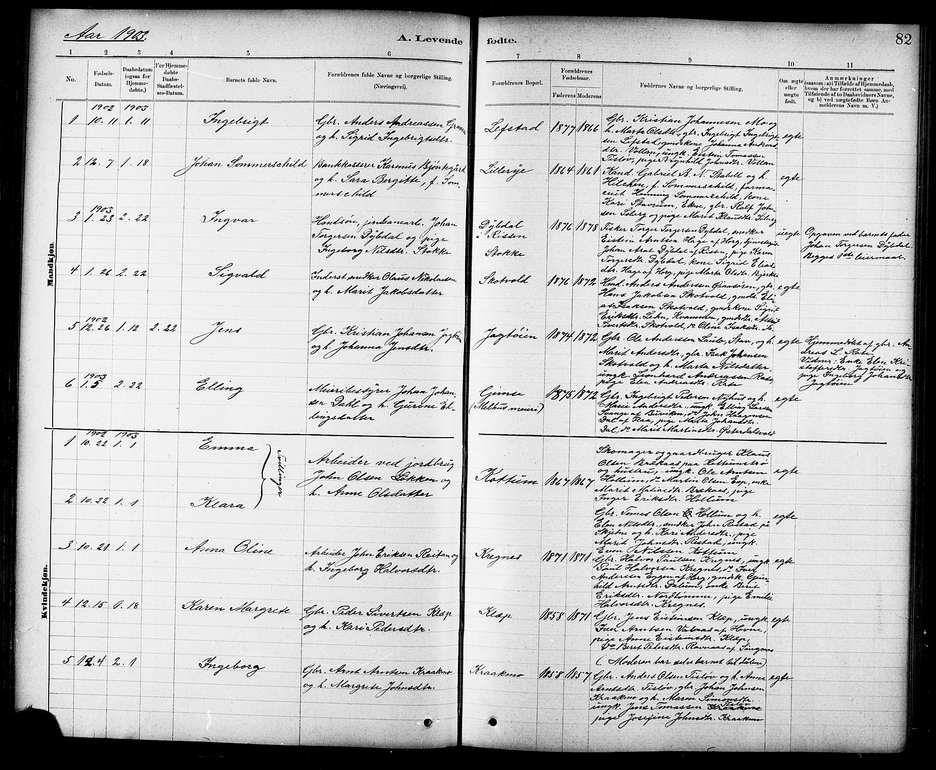 Ministerialprotokoller, klokkerbøker og fødselsregistre - Sør-Trøndelag, SAT/A-1456/691/L1094: Parish register (copy) no. 691C05, 1879-1911, p. 82