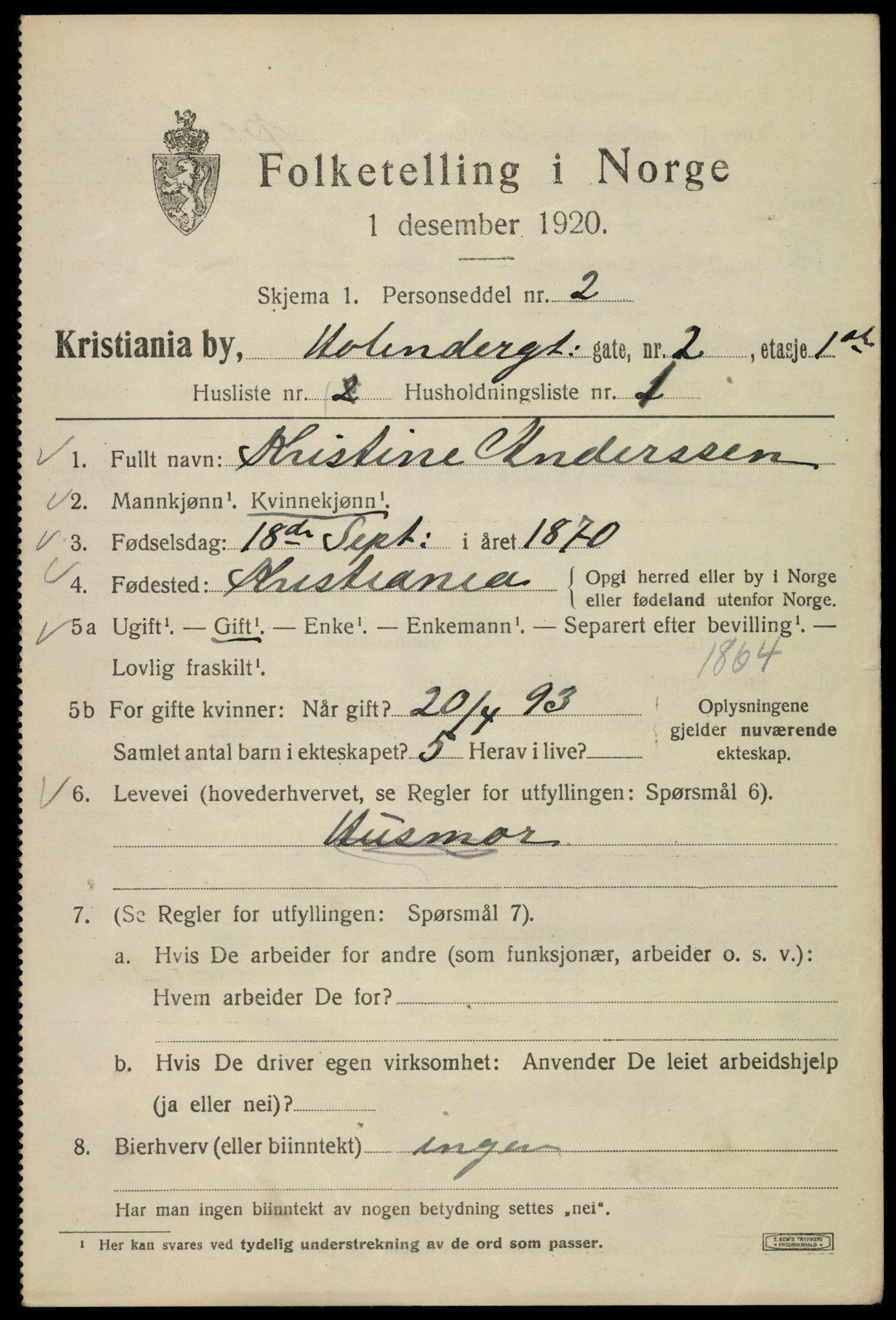 SAO, 1920 census for Kristiania, 1920, p. 296021