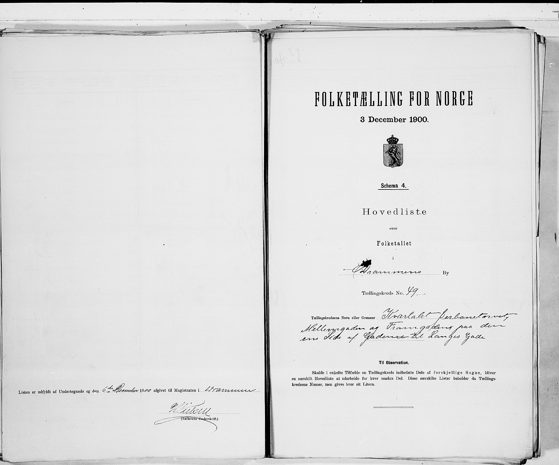 RA, 1900 census for Drammen, 1900, p. 103