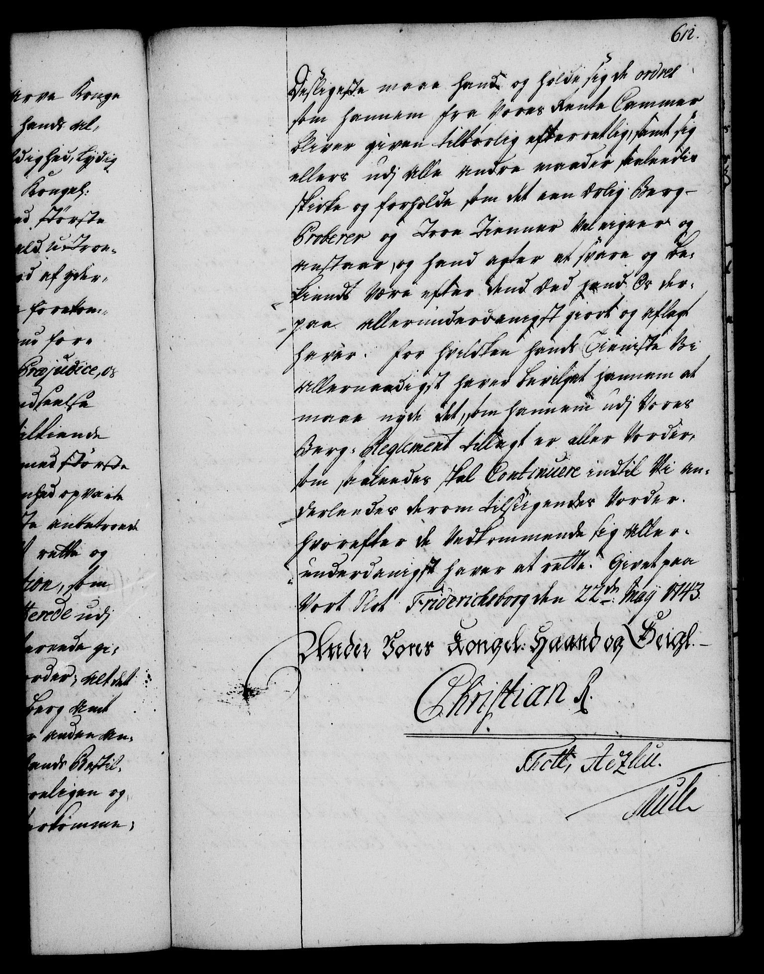 Rentekammeret, Kammerkanselliet, RA/EA-3111/G/Gg/Gge/L0002: Norsk bestallingsprotokoll med register (merket RK 53.26), 1730-1744, p. 612