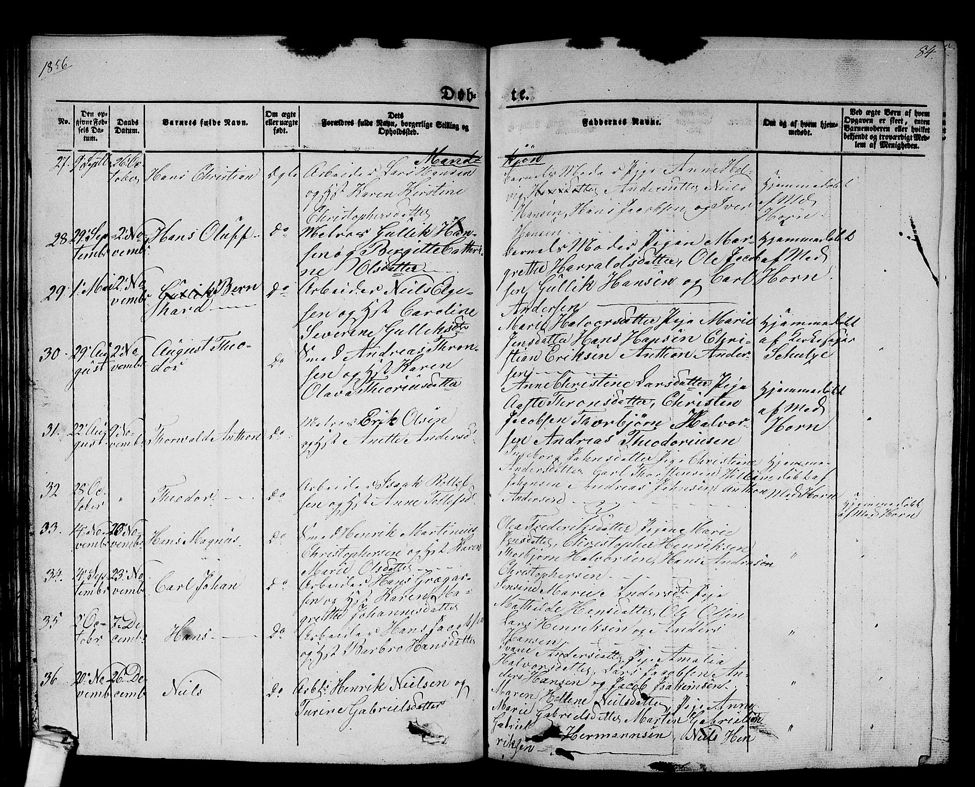 Larvik kirkebøker, AV/SAKO-A-352/G/Gb/L0002: Parish register (copy) no. II 2, 1843-1866, p. 84