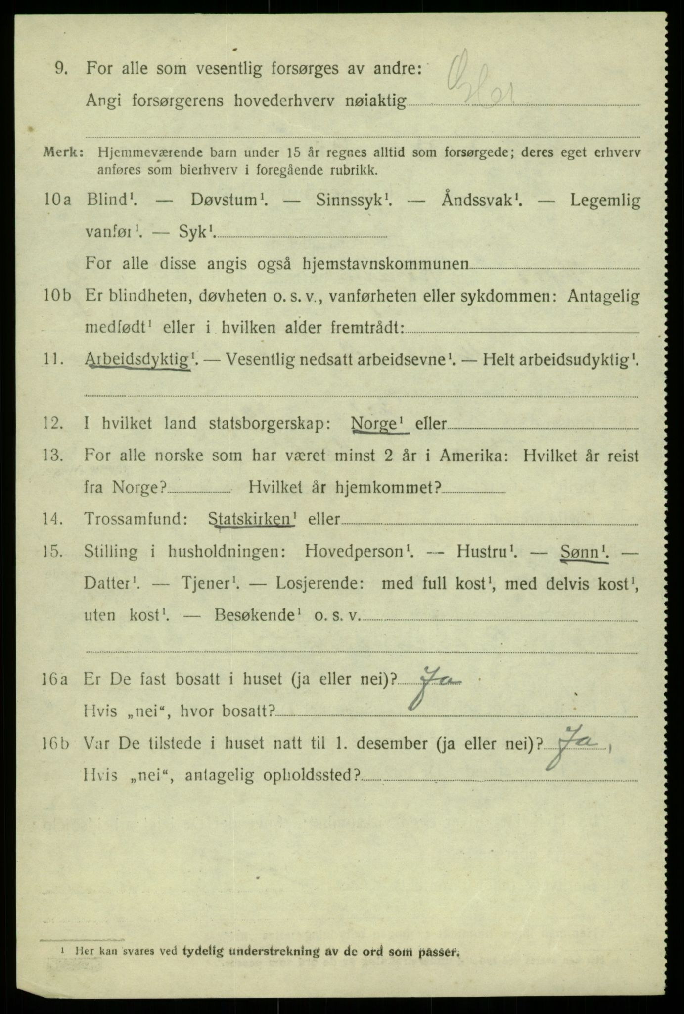 SAB, 1920 census for Kvam, 1920, p. 1794