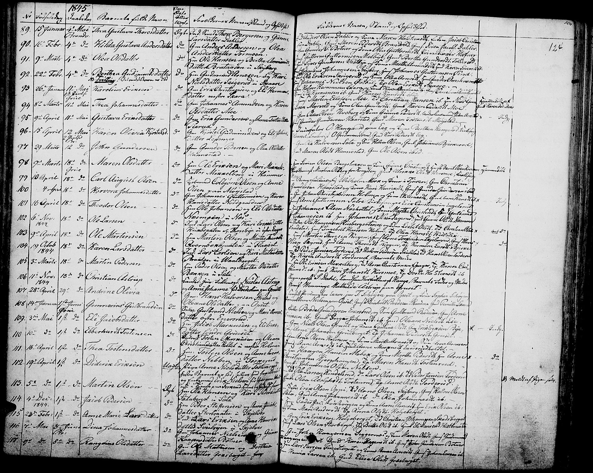 Grue prestekontor, AV/SAH-PREST-036/H/Ha/Haa/L0007: Parish register (official) no. 7, 1830-1847, p. 124