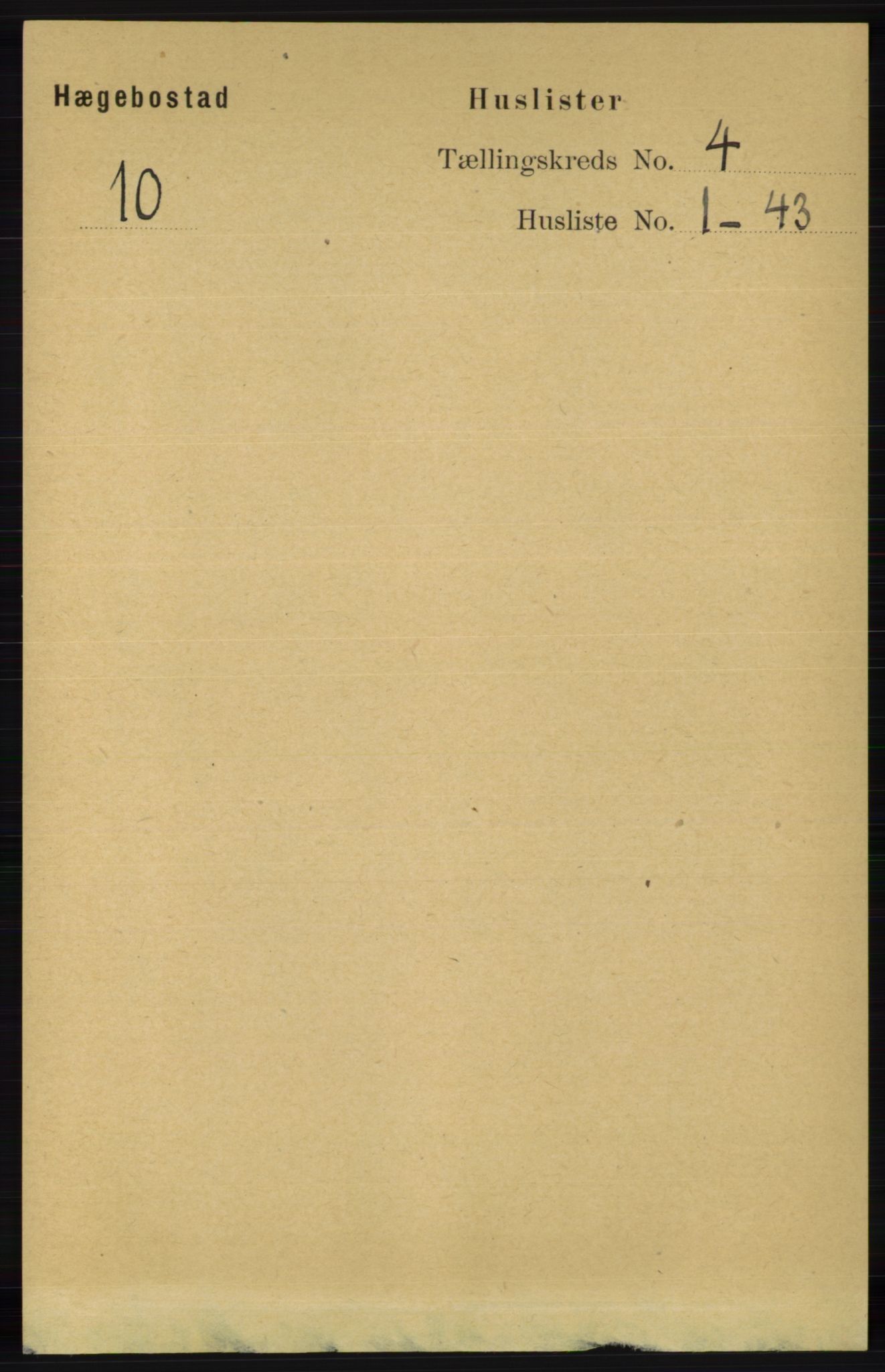 RA, 1891 census for 1034 Hægebostad, 1891, p. 1144