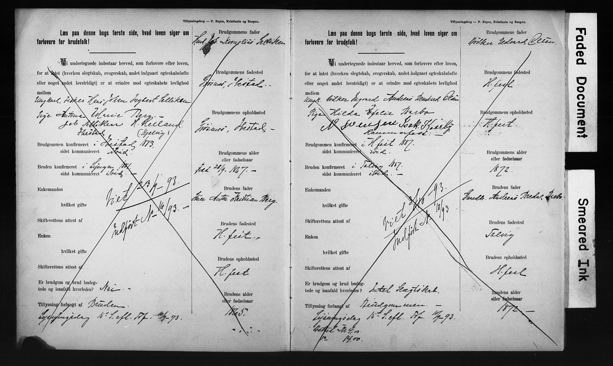 Hammerfest sokneprestkontor, AV/SATØ-S-1347/I/Ib/L0070/0003: Banns register no. 70.3, 1893-1896