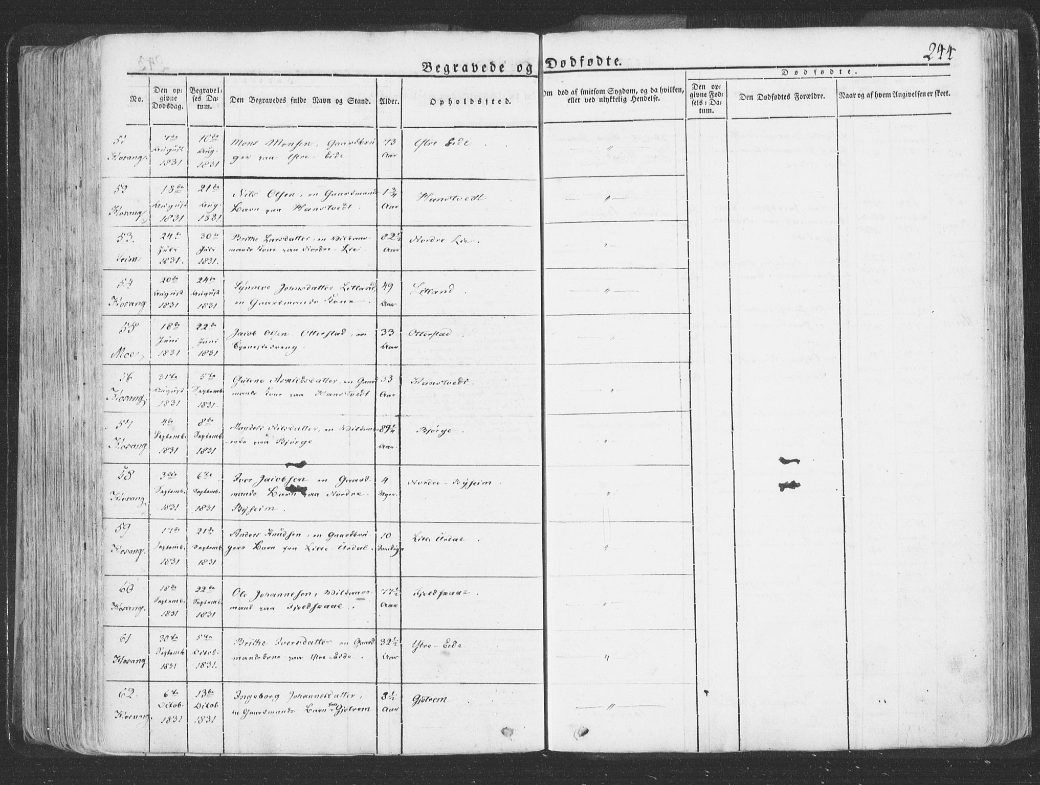 Hosanger sokneprestembete, AV/SAB-A-75801/H/Haa: Parish register (official) no. A 6, 1824-1835, p. 244