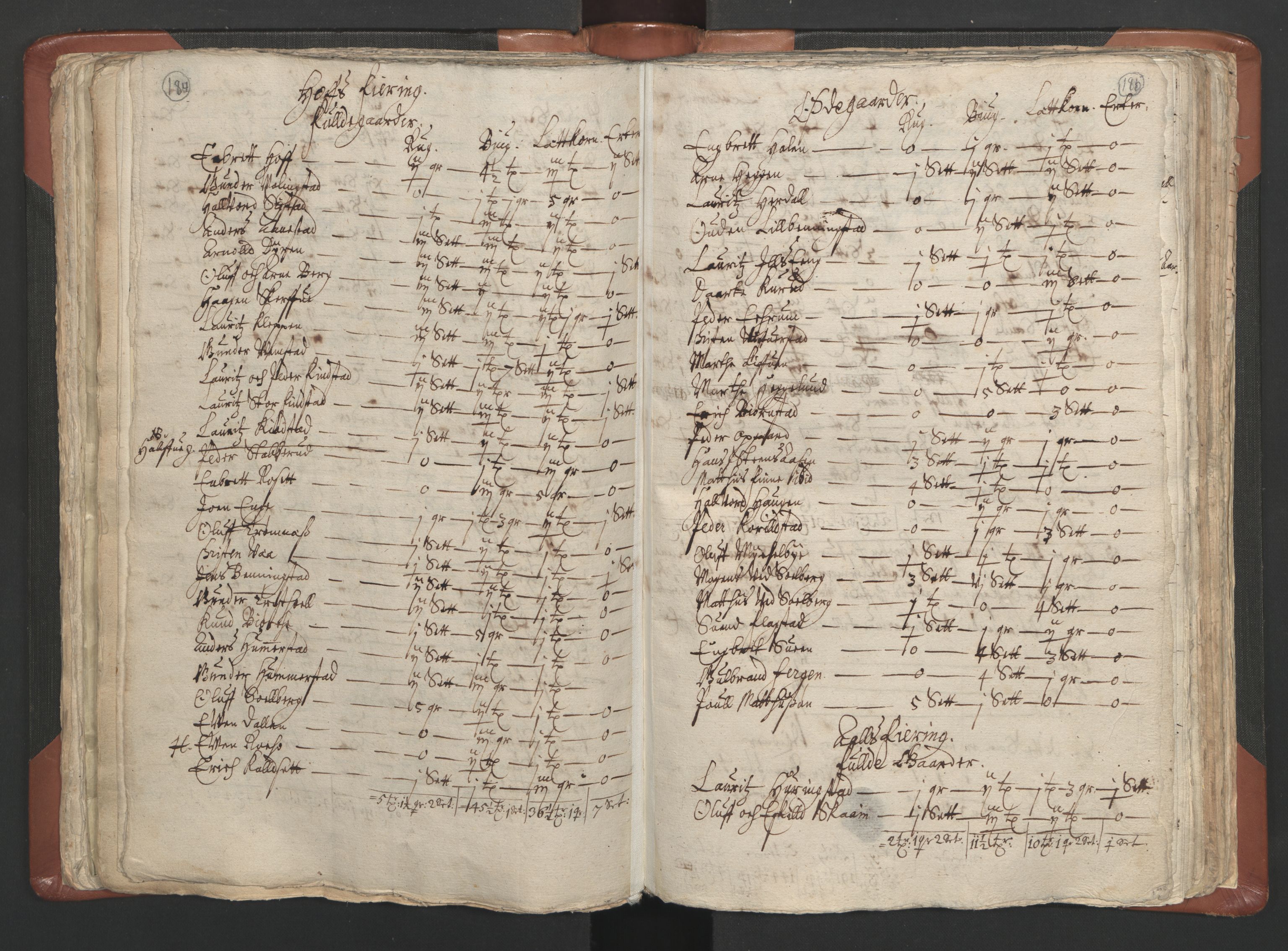 RA, Vicar's Census 1664-1666, no. 5: Hedmark deanery, 1664-1666, p. 184-185