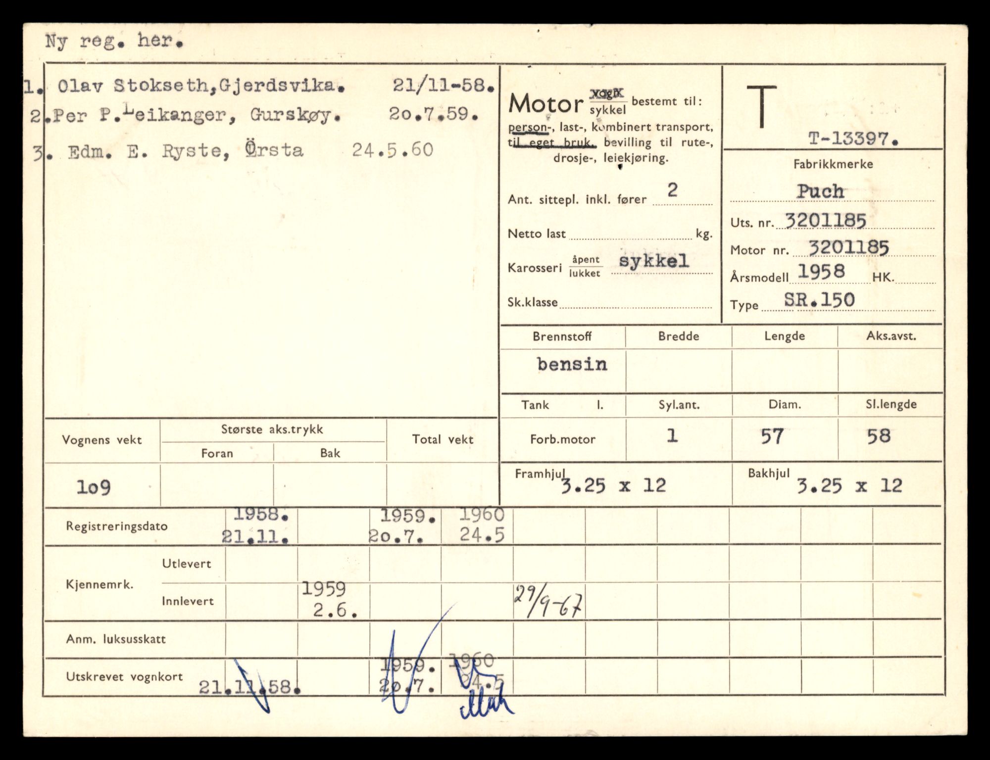 Møre og Romsdal vegkontor - Ålesund trafikkstasjon, AV/SAT-A-4099/F/Fe/L0039: Registreringskort for kjøretøy T 13361 - T 13530, 1927-1998, p. 573