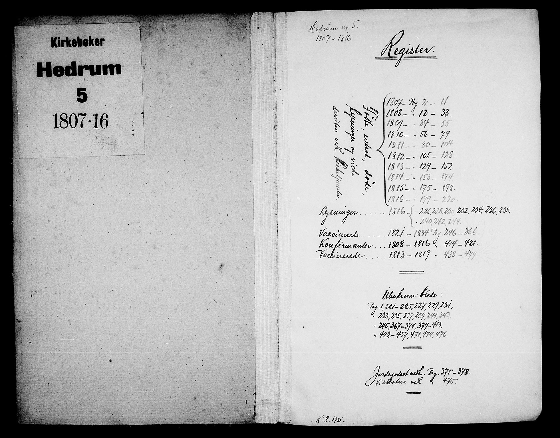 Hedrum kirkebøker, AV/SAKO-A-344/F/Fa/L0003: Parish register (official) no. I 3, 1807-1816