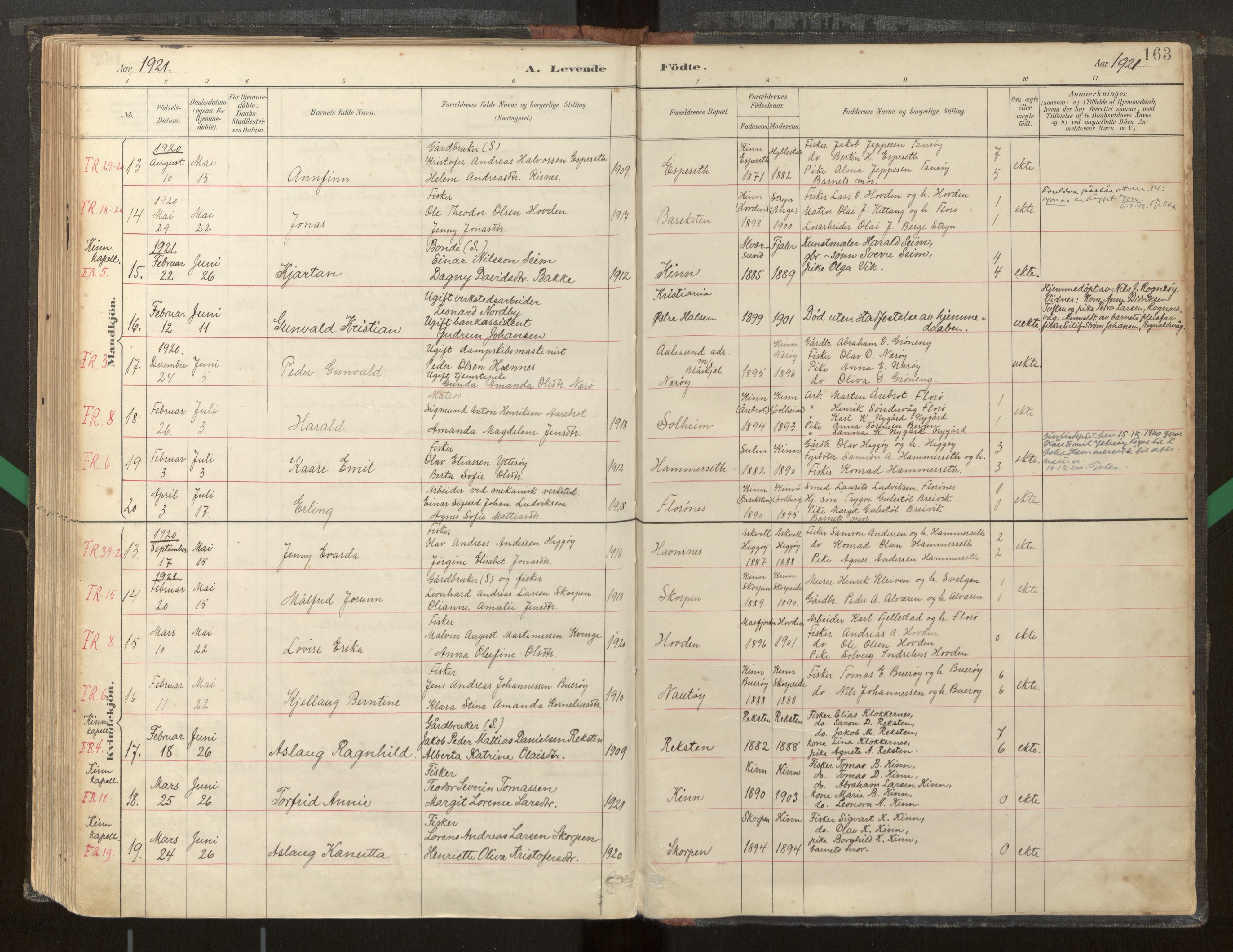 Kinn sokneprestembete, AV/SAB-A-80801/H/Haa/Haab/L0001: Parish register (official) no. B 1, 1886-1921, p. 163