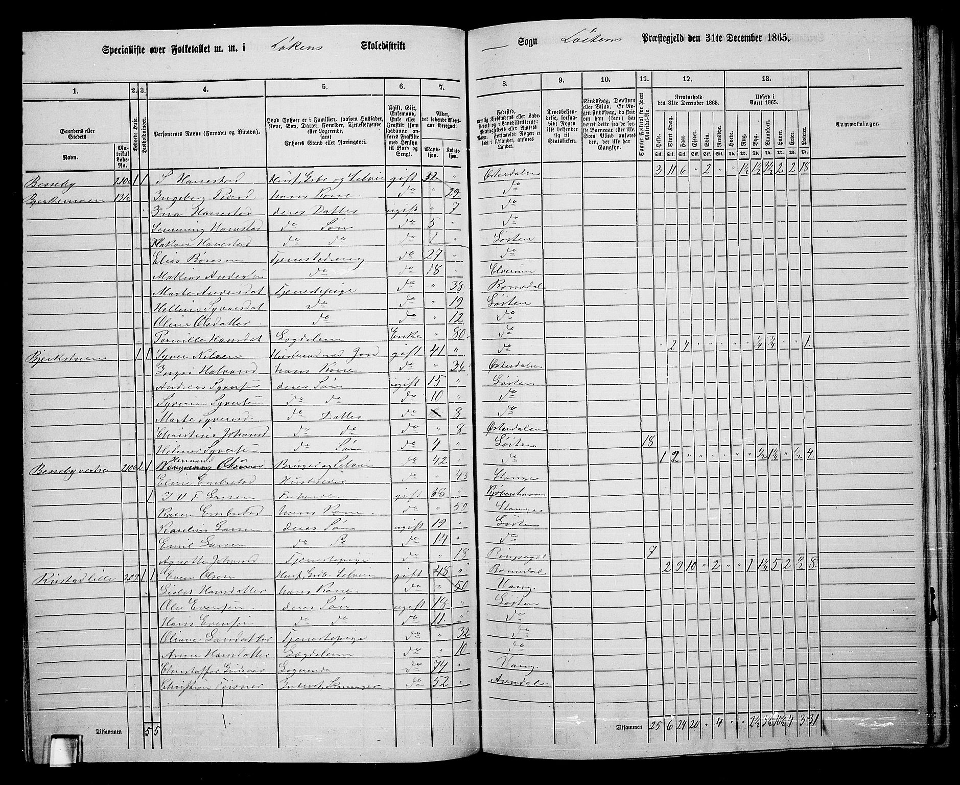 RA, 1865 census for Løten, 1865, p. 67