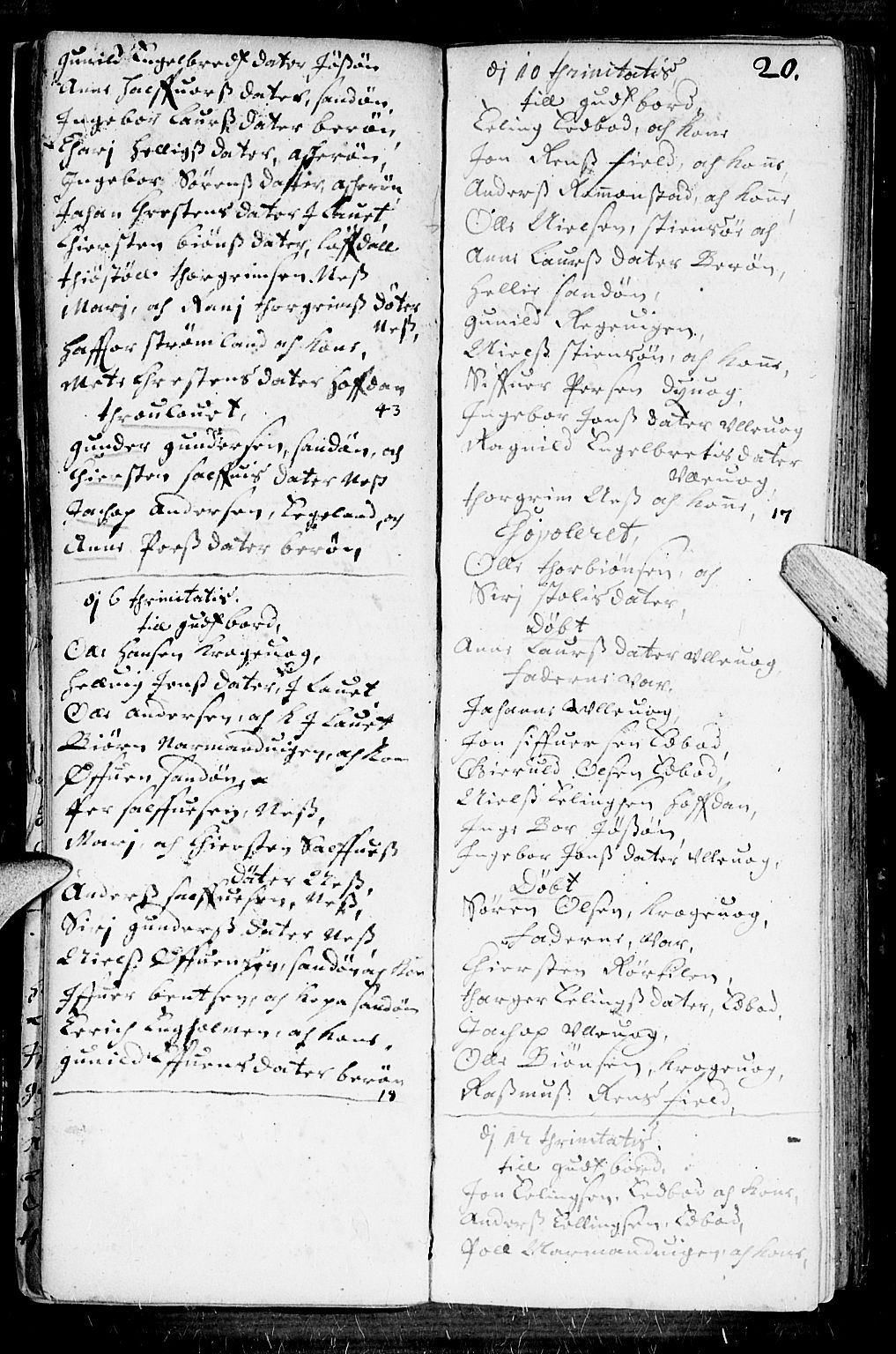 Dypvåg sokneprestkontor, AV/SAK-1111-0007/F/Fb/Fba/L0001: Parish register (copy) no. B 1, 1699-1706, p. 20