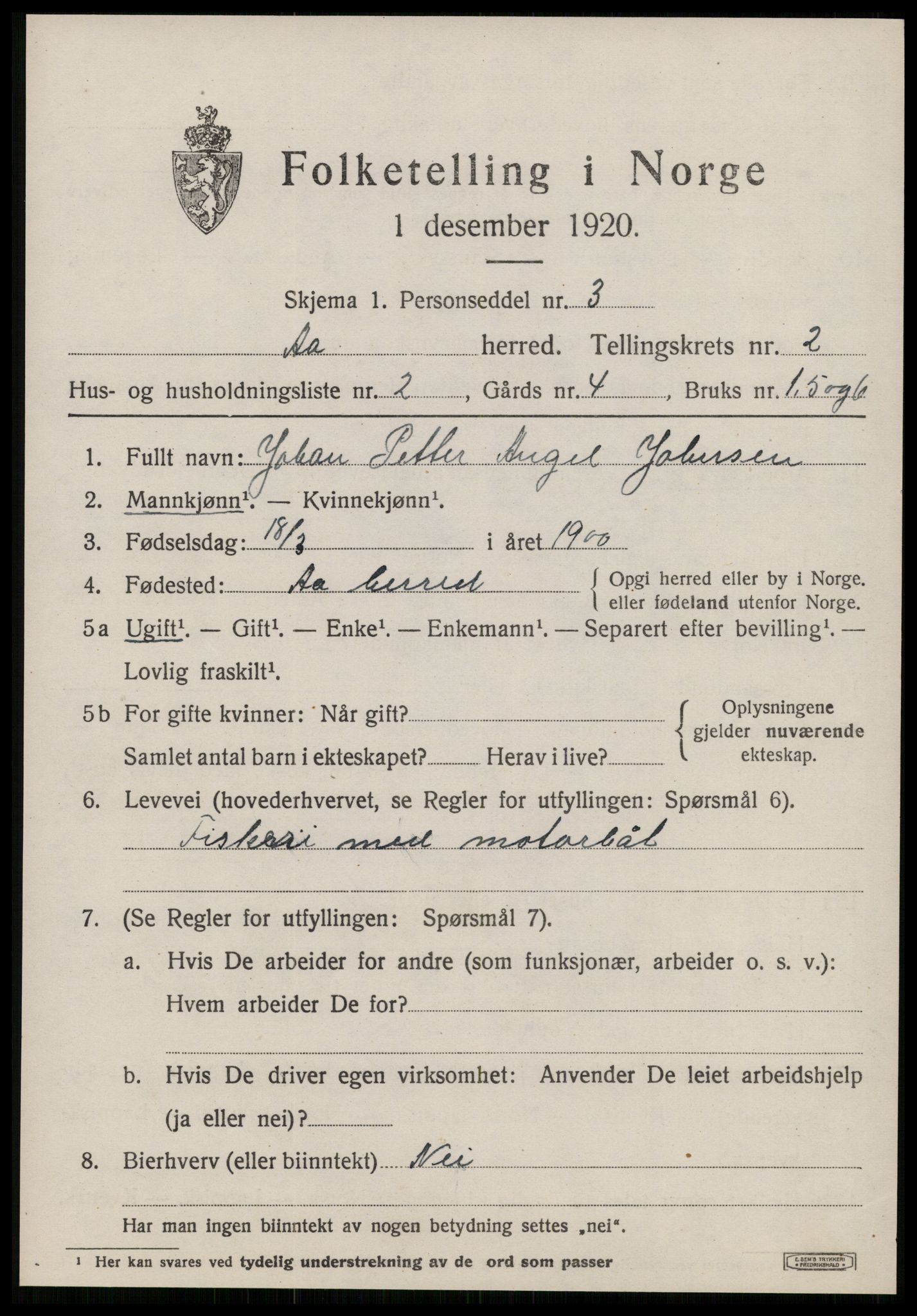 SAT, 1920 census for Å, 1920, p. 1410