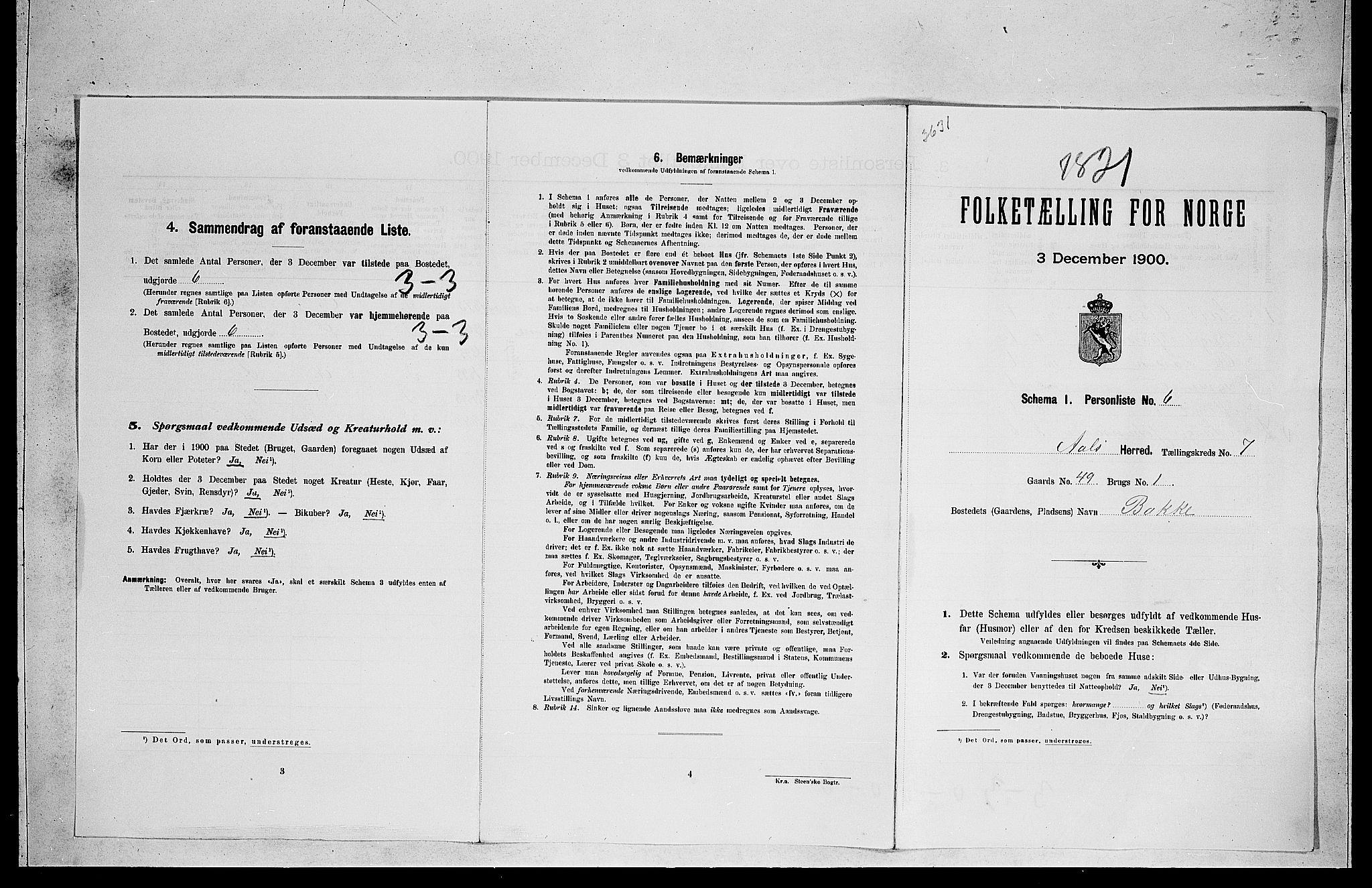 RA, 1900 census for Ål, 1900, p. 72