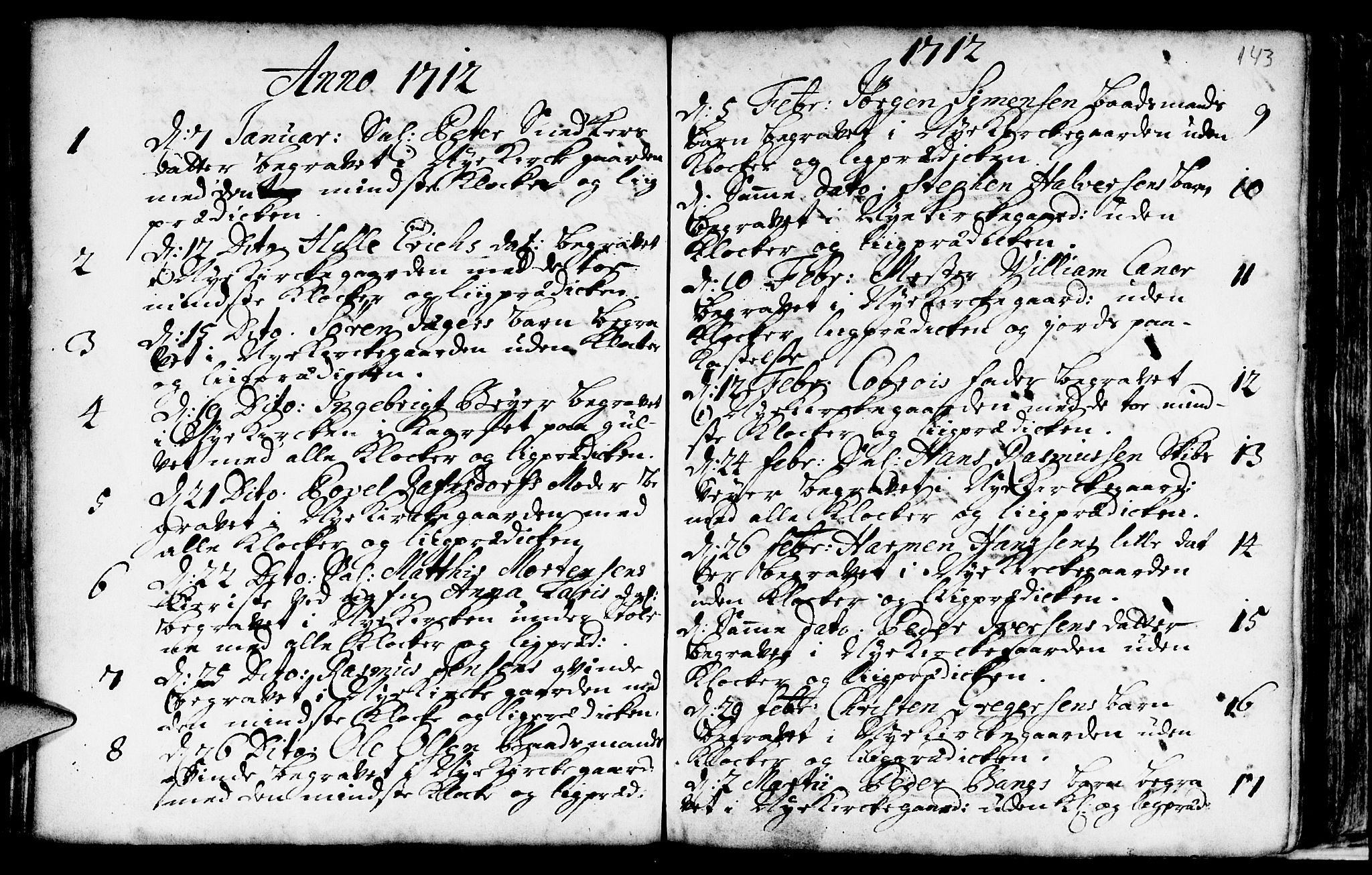Nykirken Sokneprestembete, SAB/A-77101/H/Haa/L0009: Parish register (official) no. A 9, 1689-1759, p. 143