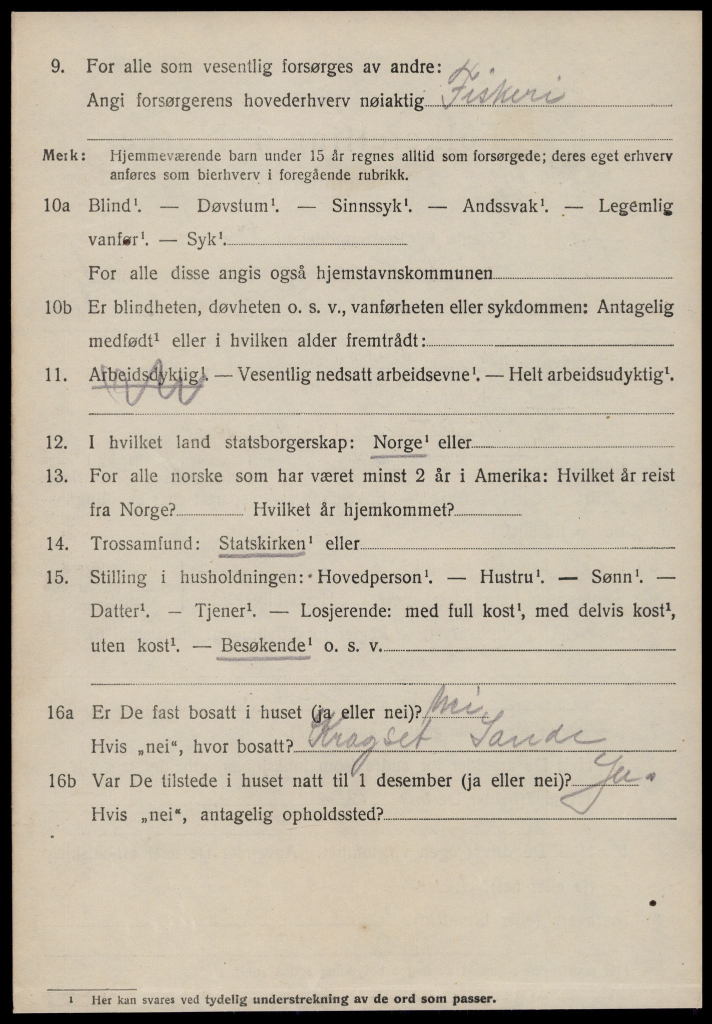 SAT, 1920 census for Vanylven, 1920, p. 1012