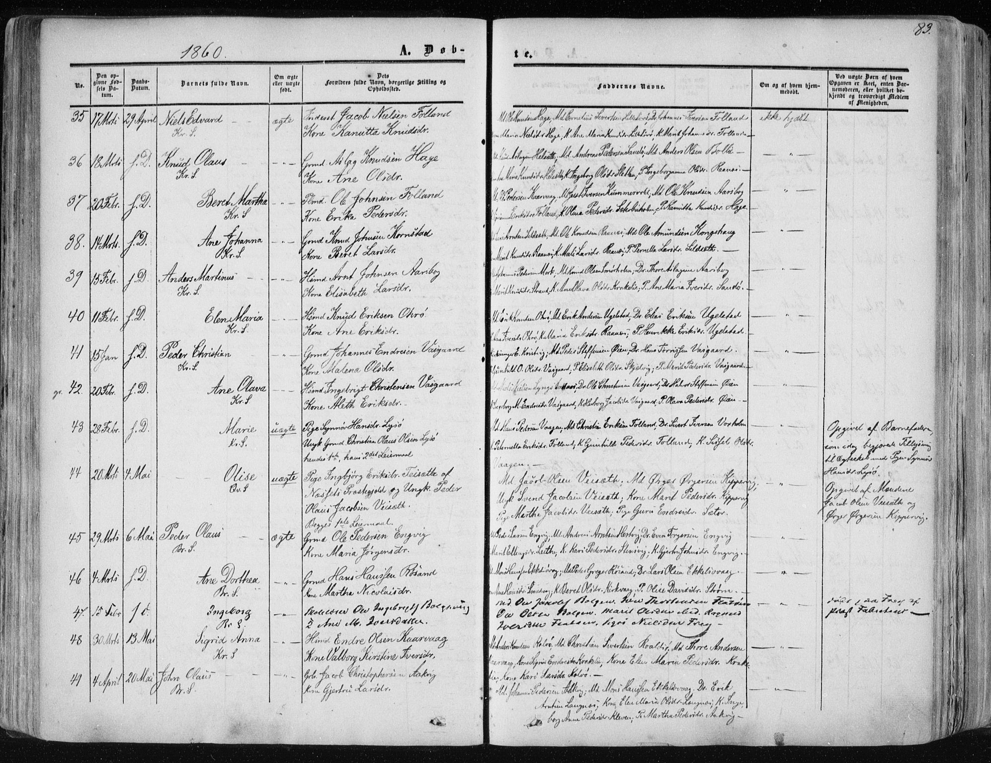 Ministerialprotokoller, klokkerbøker og fødselsregistre - Møre og Romsdal, AV/SAT-A-1454/568/L0804: Parish register (official) no. 568A11, 1854-1868, p. 83