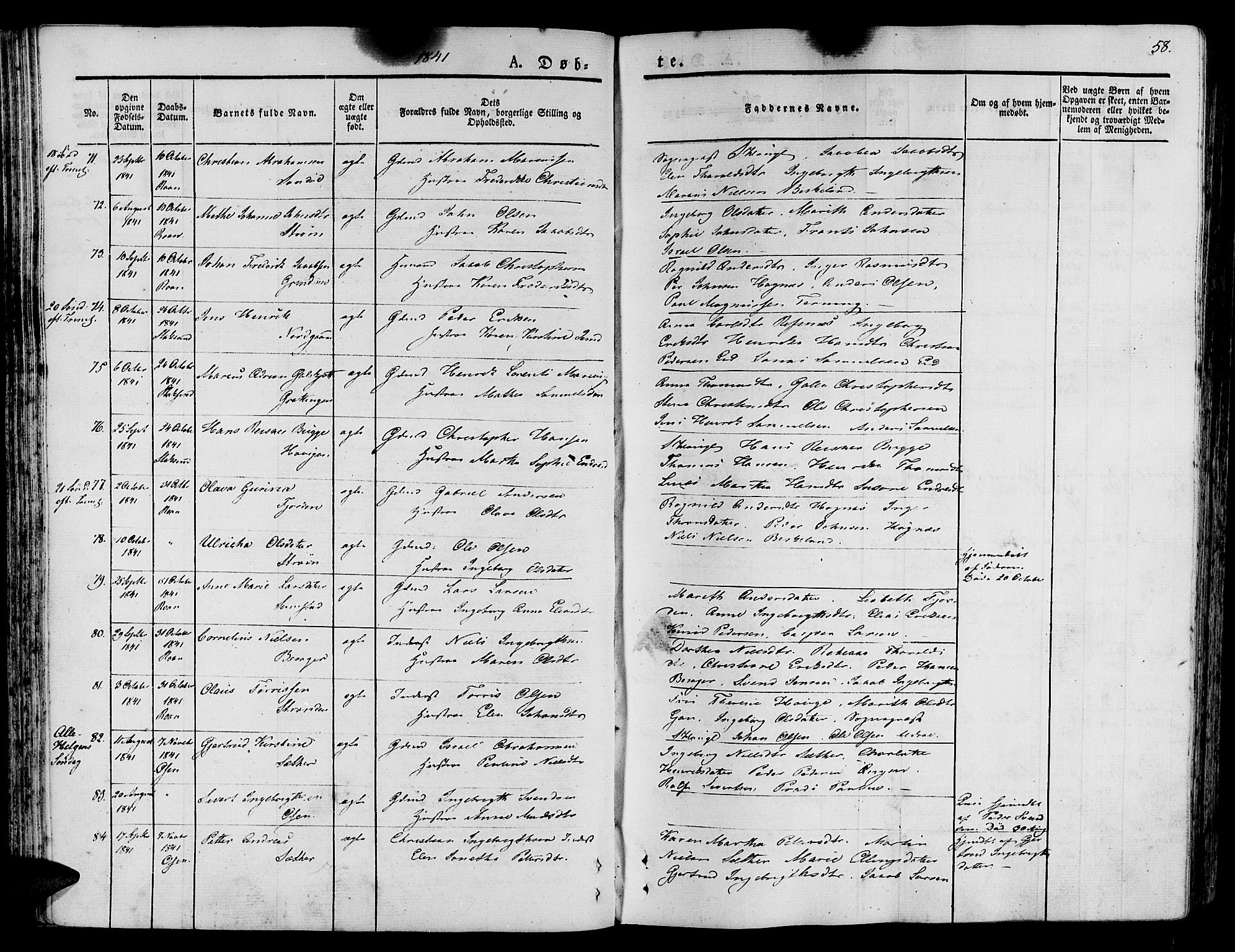 Ministerialprotokoller, klokkerbøker og fødselsregistre - Sør-Trøndelag, SAT/A-1456/657/L0703: Parish register (official) no. 657A04, 1831-1846, p. 58