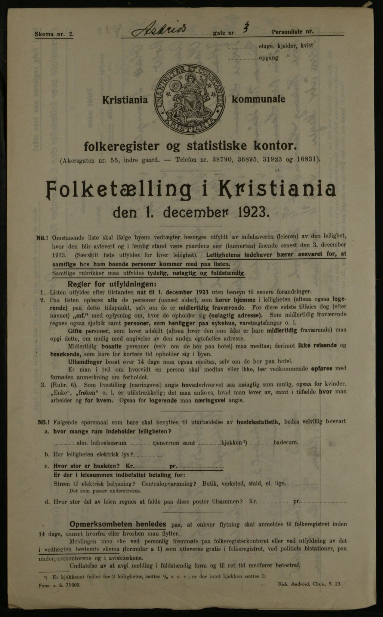 OBA, Municipal Census 1923 for Kristiania, 1923, p. 19083