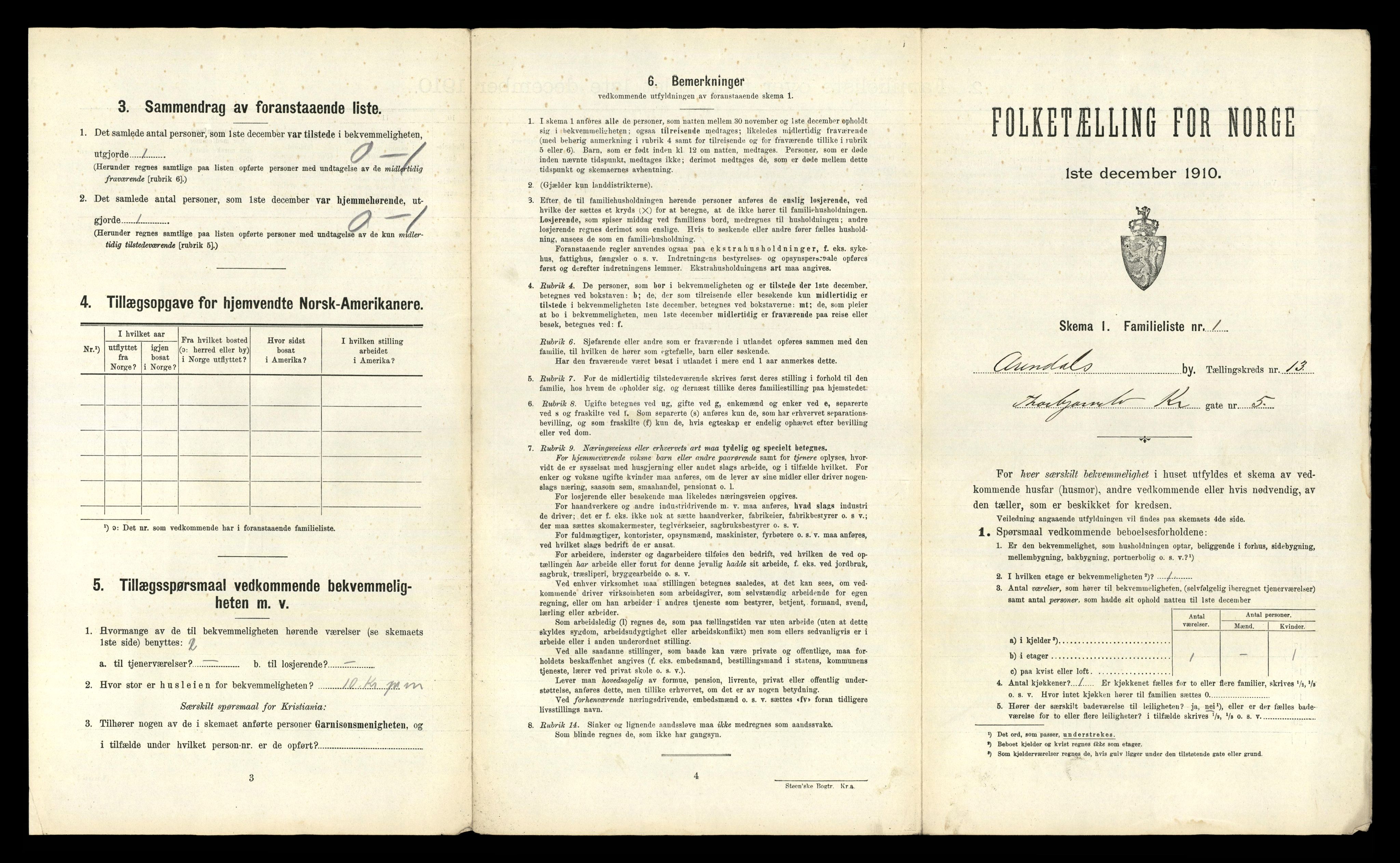 RA, 1910 census for Arendal, 1910, p. 4809