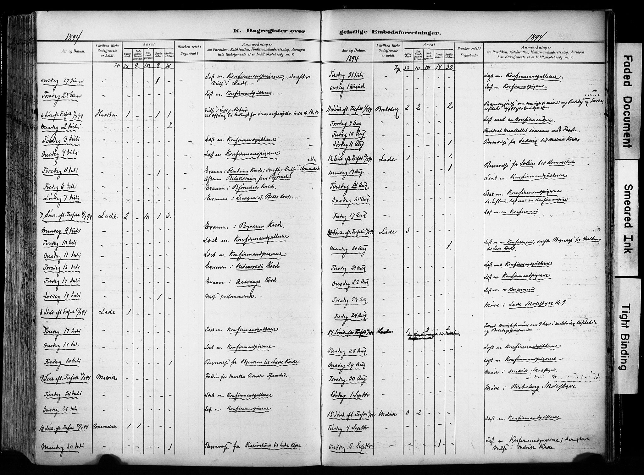 Ministerialprotokoller, klokkerbøker og fødselsregistre - Sør-Trøndelag, SAT/A-1456/606/L0301: Parish register (official) no. 606A16, 1894-1907