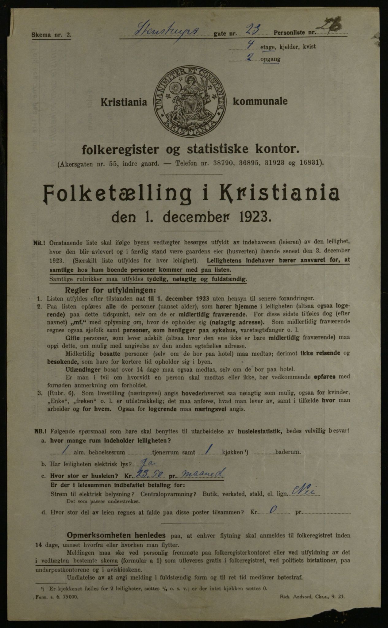 OBA, Municipal Census 1923 for Kristiania, 1923, p. 112011