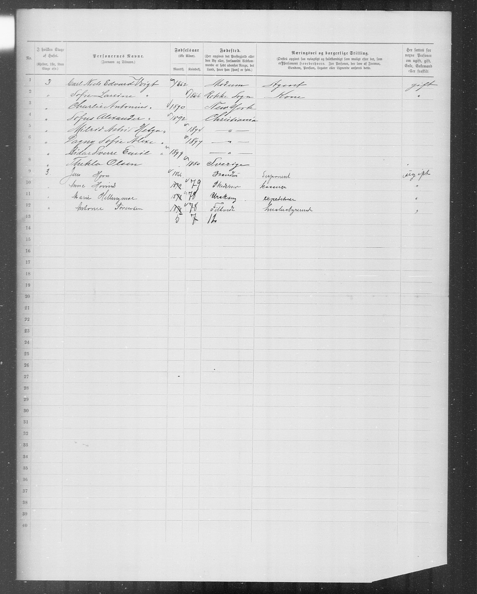 OBA, Municipal Census 1899 for Kristiania, 1899, p. 9016