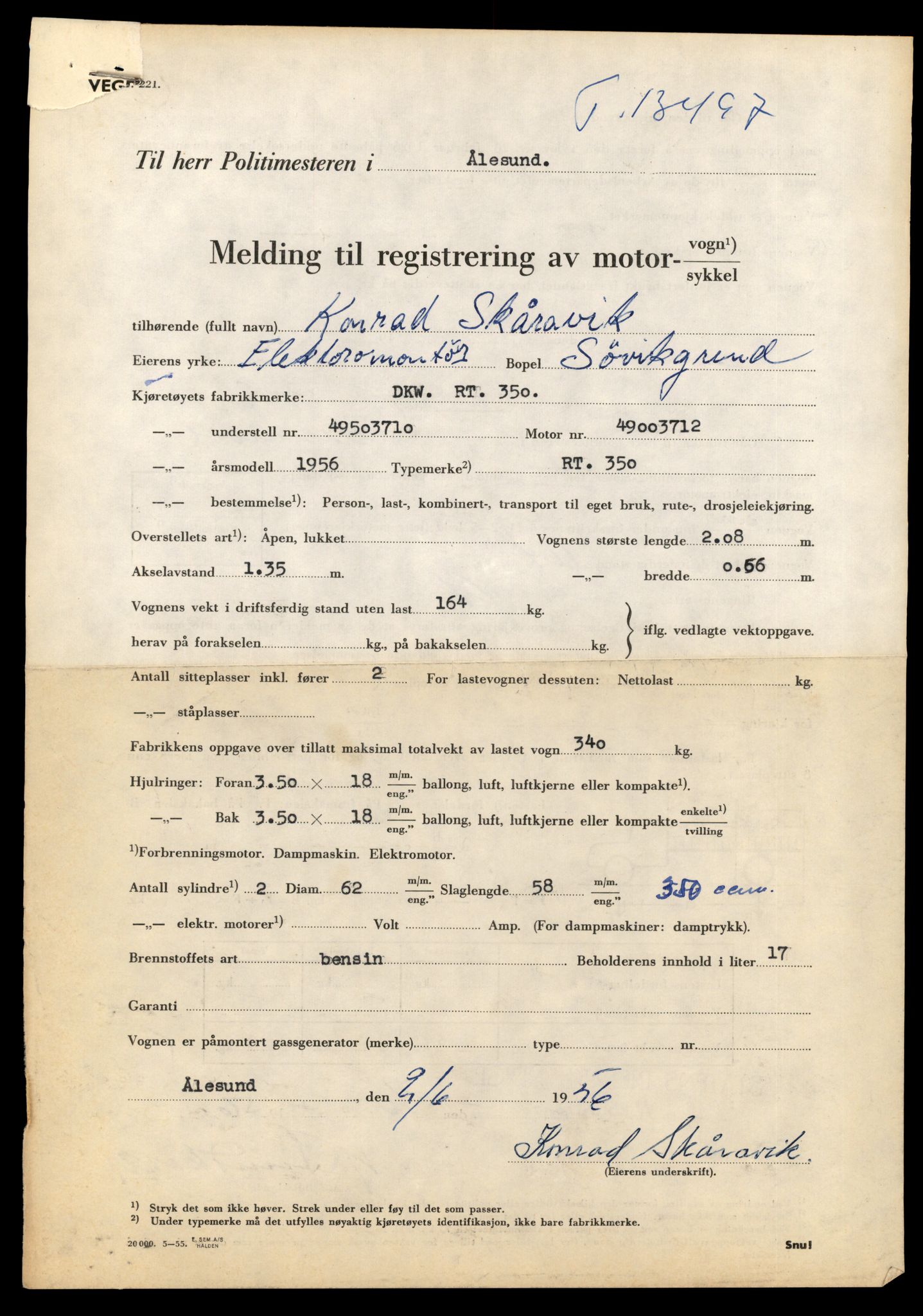 Møre og Romsdal vegkontor - Ålesund trafikkstasjon, AV/SAT-A-4099/F/Fe/L0039: Registreringskort for kjøretøy T 13361 - T 13530, 1927-1998, p. 2419